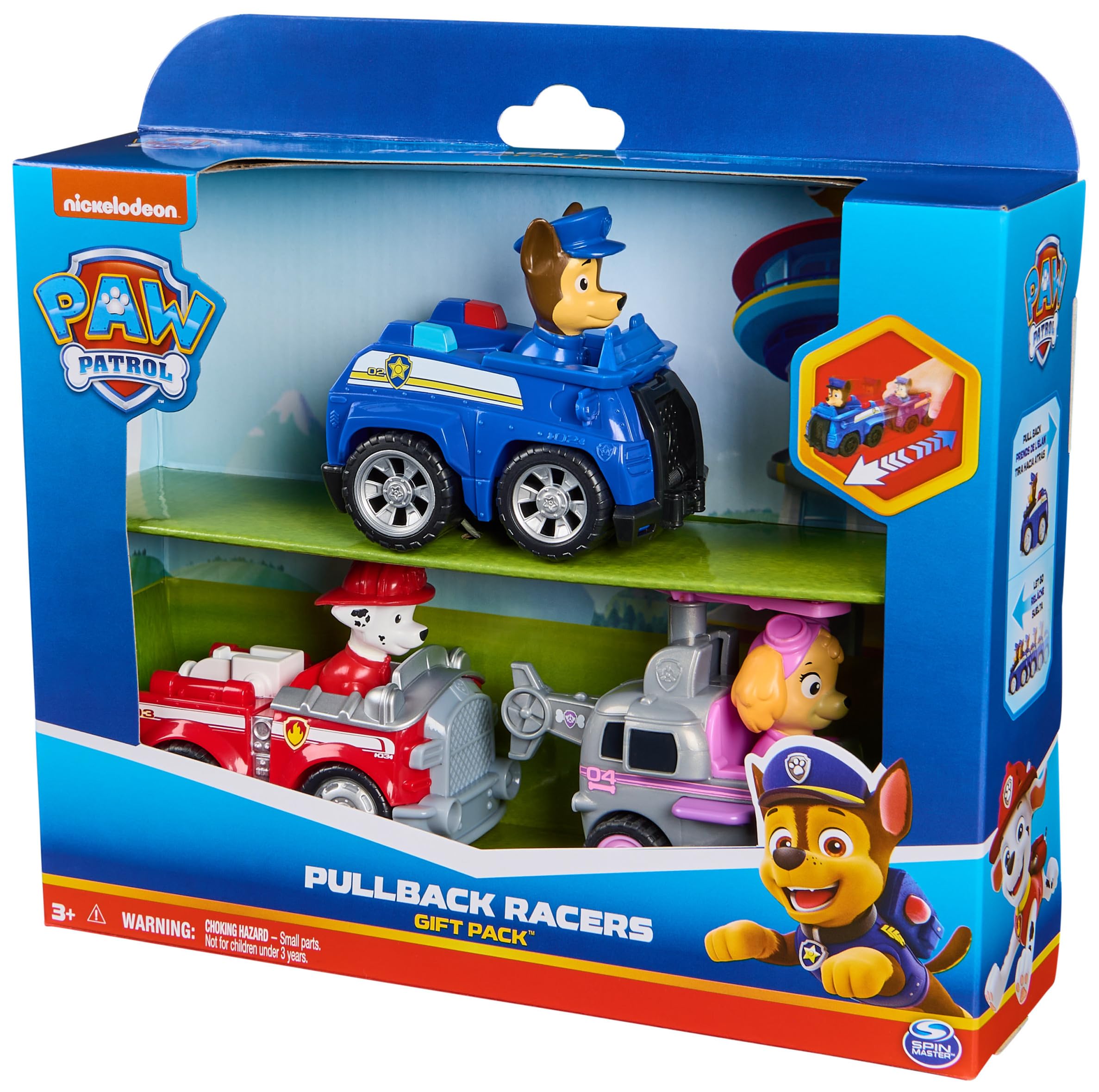 Paw Patrol Deluxe Rescue Racers Triple Pack (Chase, Marshall, Skye) | Pull-Back Action | Ages 3-9 7