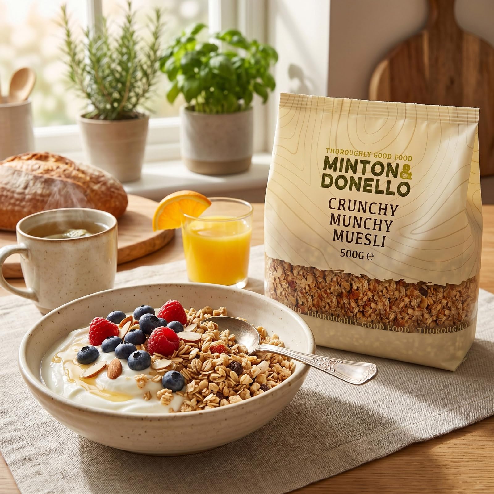 Minton & Donello Crunchy Munchy Muesli - 500g Pack | High Fibre | Oats, Raisins, Nuts & Seeds