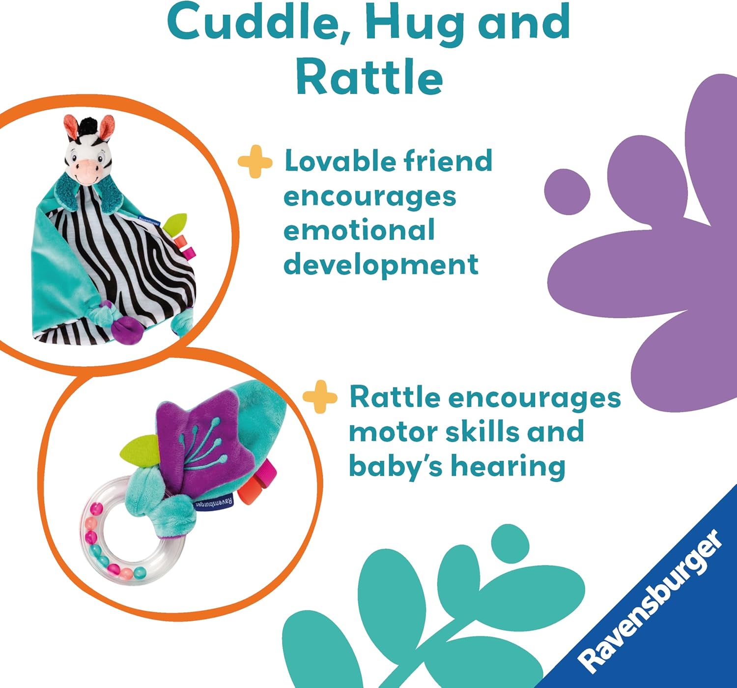 Ravensburger Play+ My First Snuggle Friend Zebra - Baby Toy Set for 0 Months Up 4
