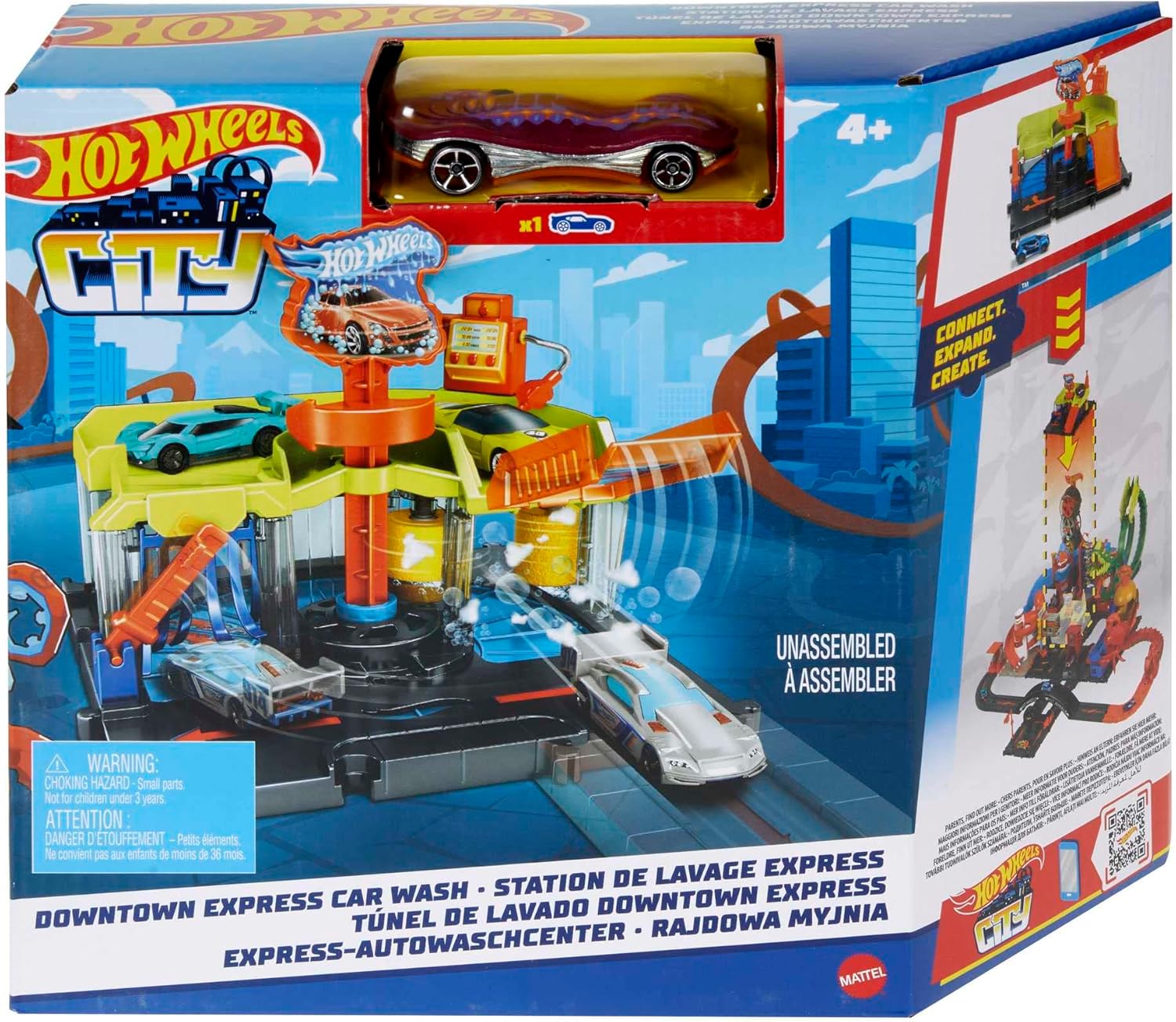 Hot Wheels City Downtown Express Car Wash Playset - Connectable Vehicle Playset for Kids 4-8 Years 7