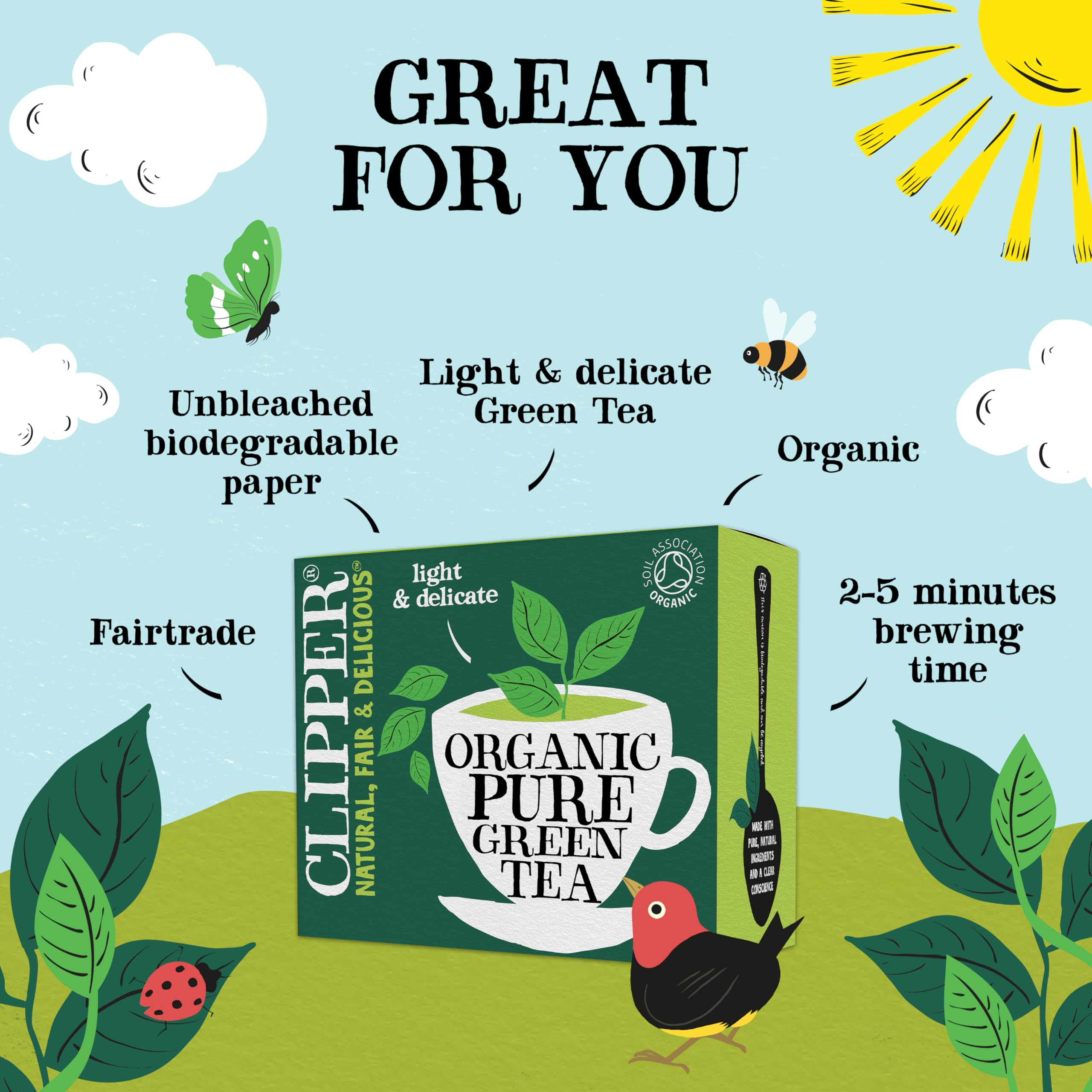 Clipper Bio Grünteebeutel pur – 320 Beutel (4 x 80) Großpackung, Fairtrade &amp; Plastikfrei 8