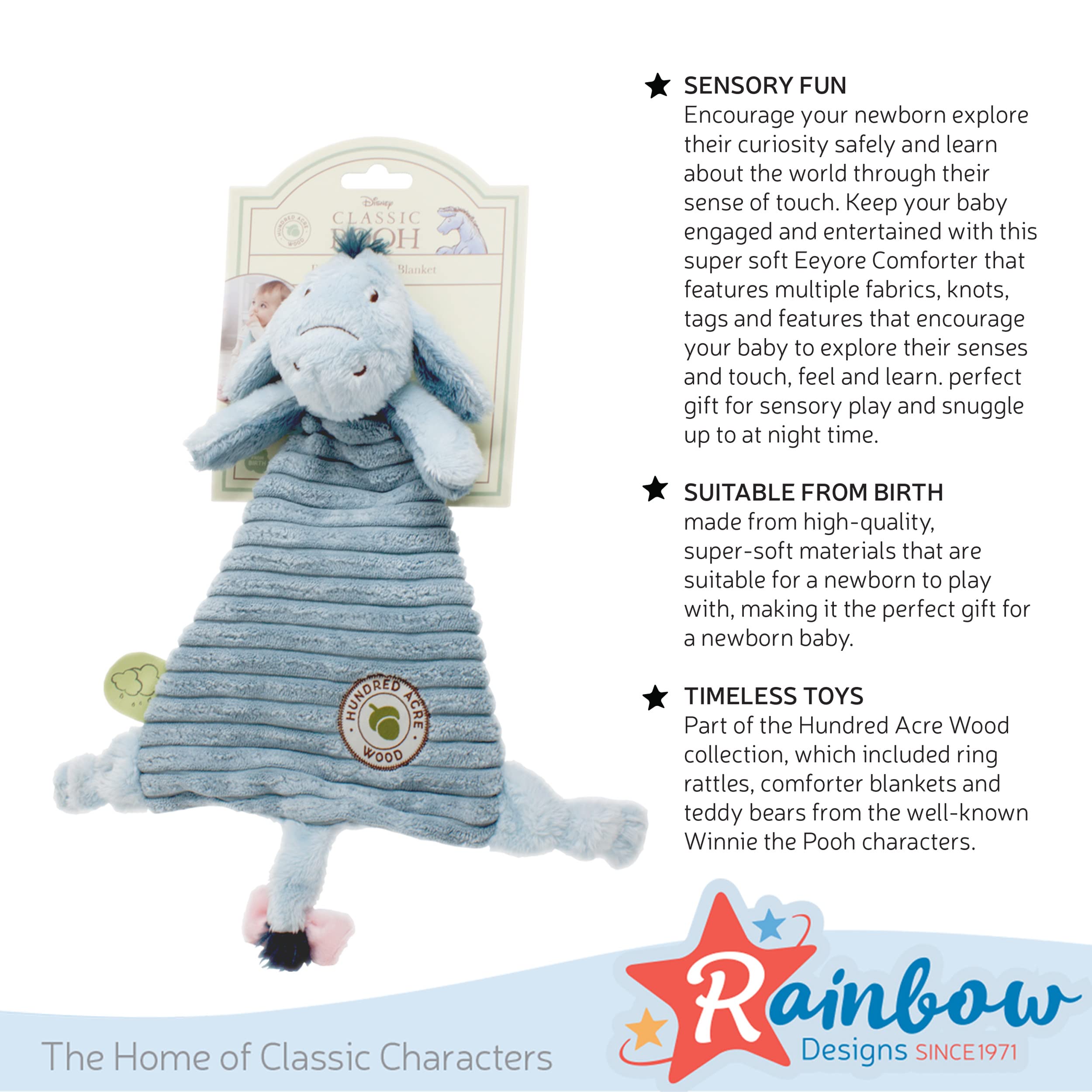 Eeyore Comfort Blanket - Soft Plush Baby Toy from Winnie the Pooh Hundred Acre Wood Collection 5