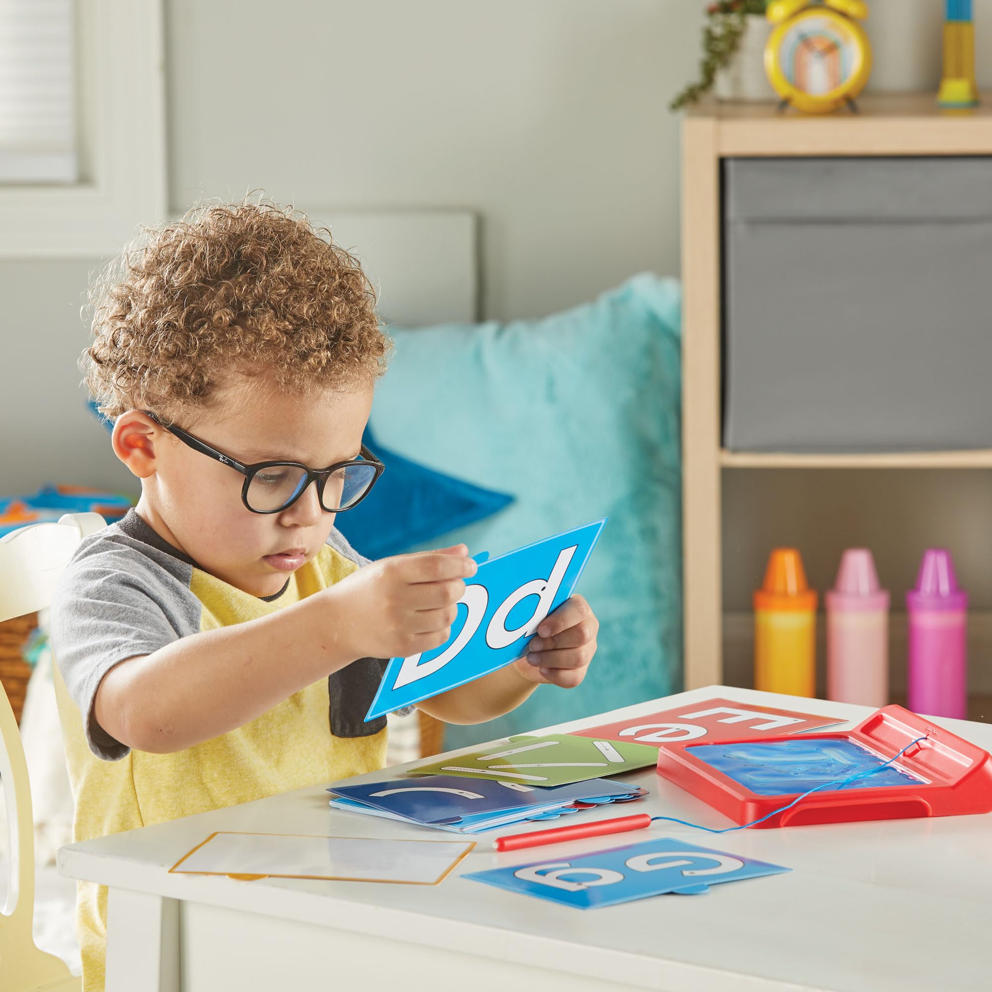 hand2mind Letter Tracing Sensory Pad - Mess-Free Gel Writing for Kids 3-5 | Includes 16 Double-Sided Cards 7