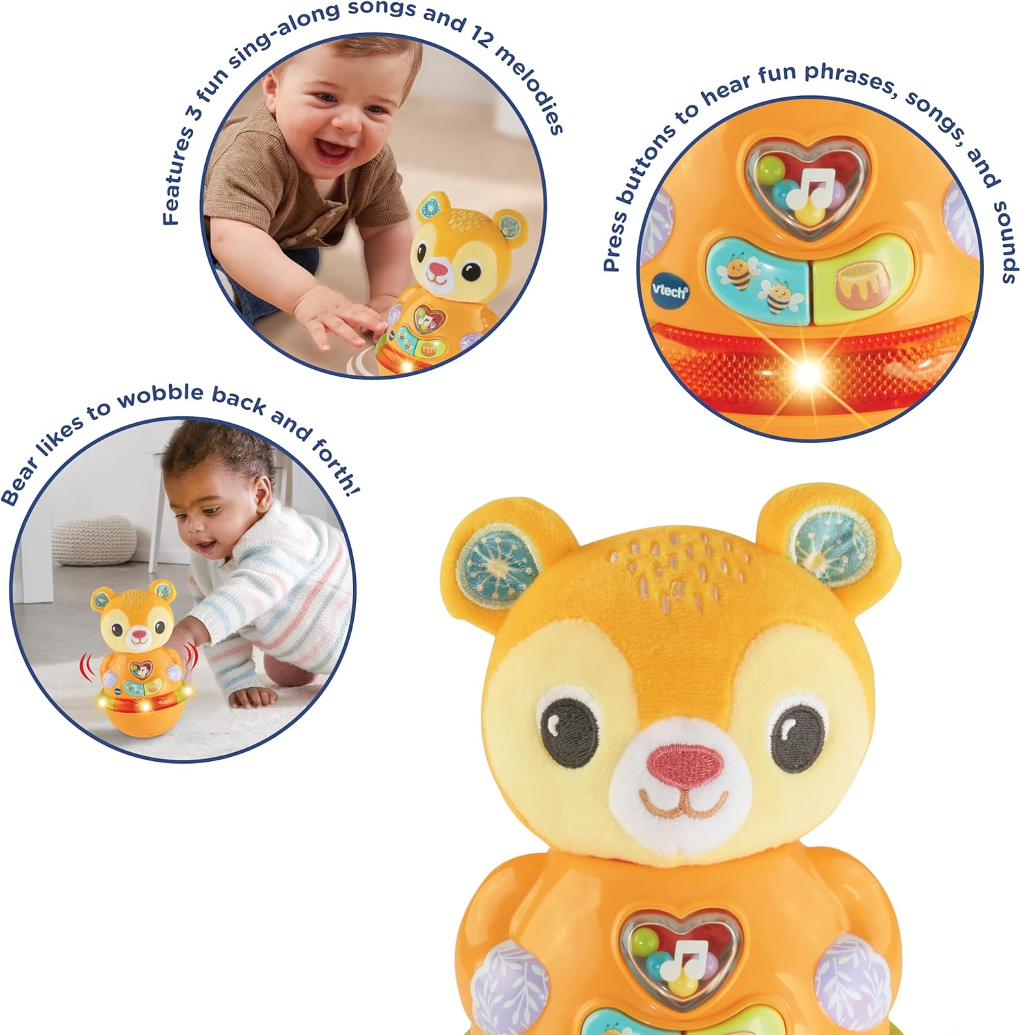 VTech Rock and Roll Bear - Interactive Wobble Toy with Motion Sensor for 6 Months+ 5