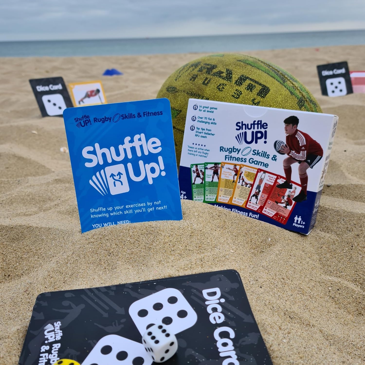 Shuffle Up Rugby Games - 70+ Fun & Active Fitness Workout Card Game for Kids and Family 4