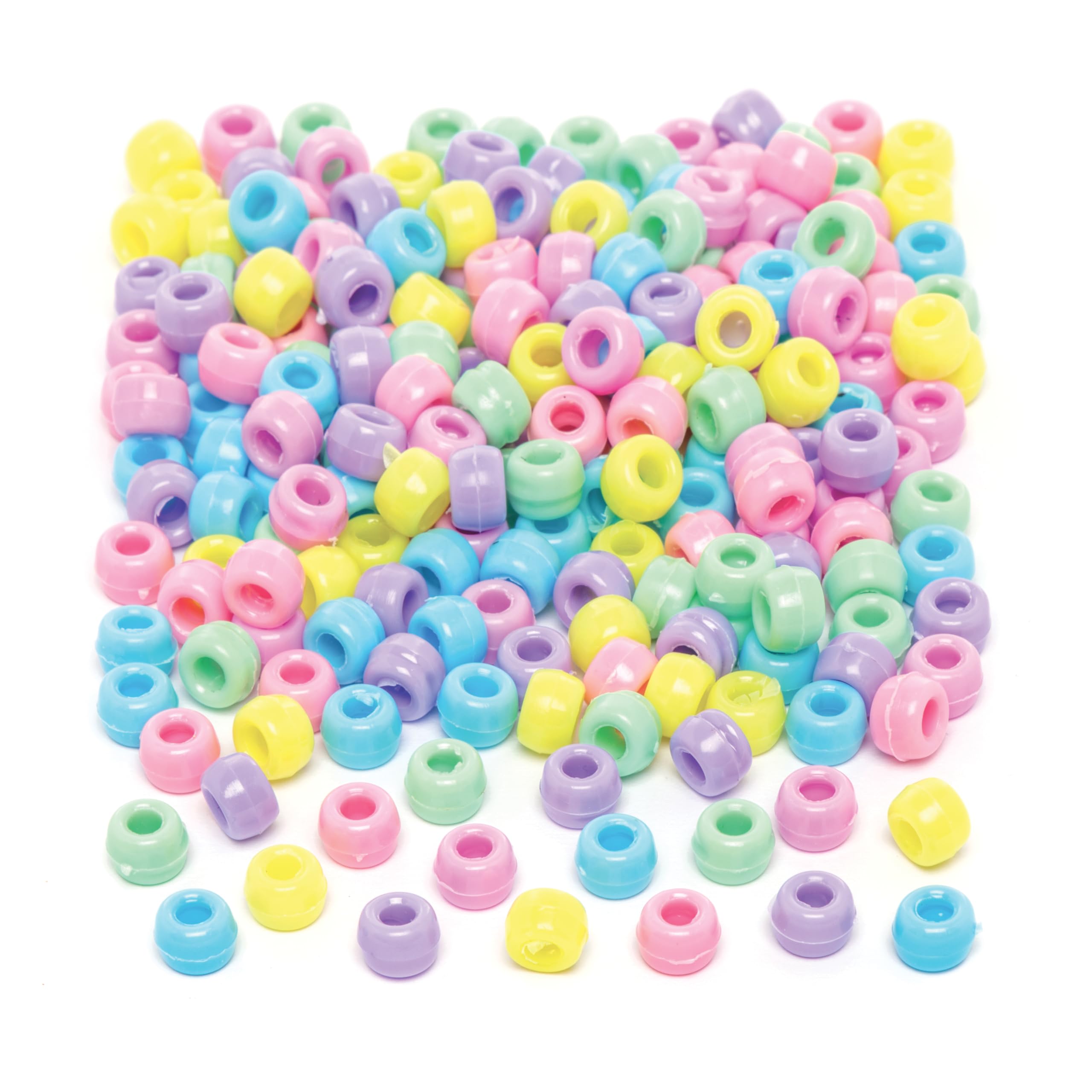 Baker Ross Pastel Pony Beads Value Pack - 600 Pieces for Jewellery Making & Crafts | 5mm