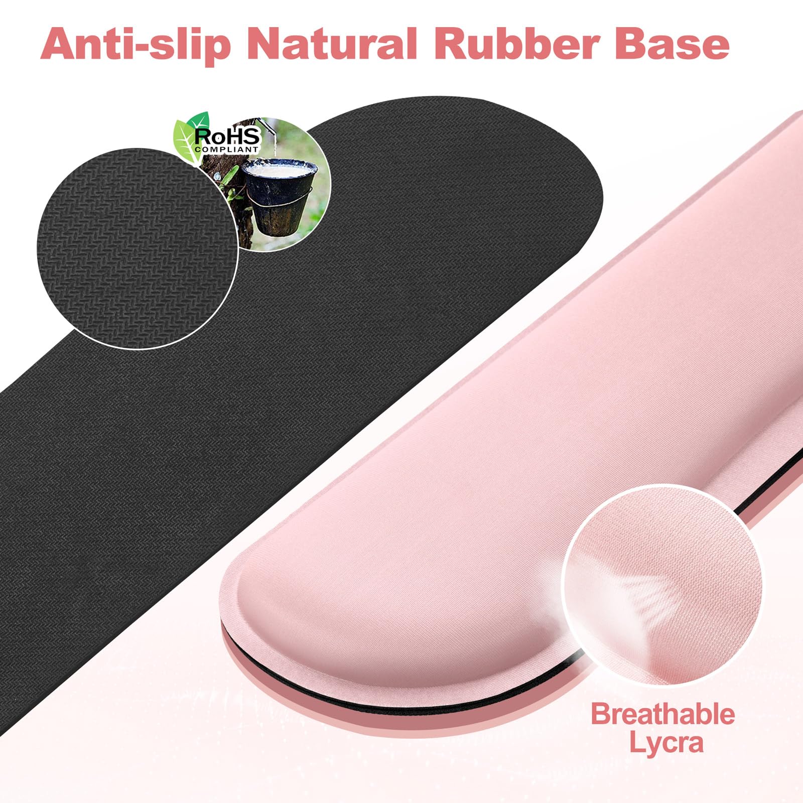 Gimars Upgrade Enlarge Silky Gel Memory Foam Wrist Rest for Keyboard & Mouse | 3CM Thick | Pink 3