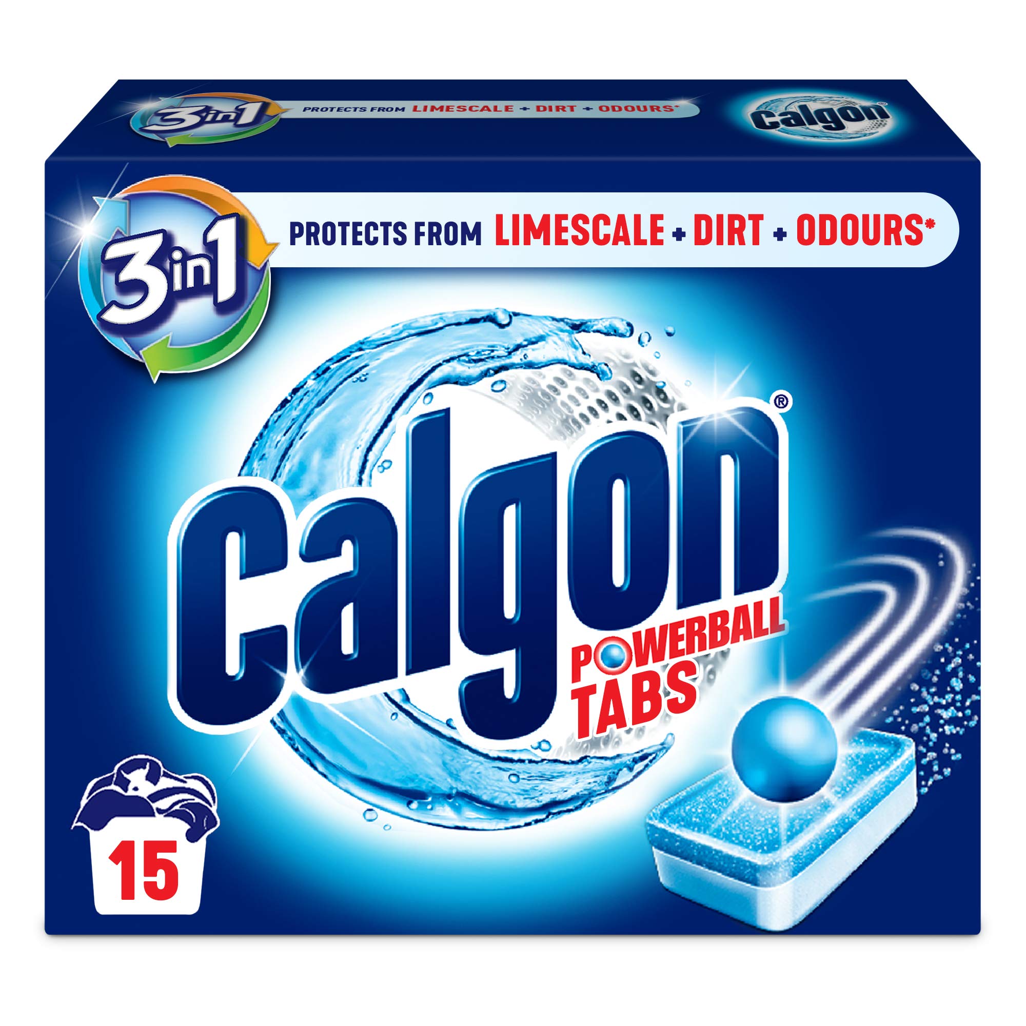 Calgon 4 in 1 Water Softener Tablets - Limescale Prevention, Residue Removal, Odor Elimination | 15 Count