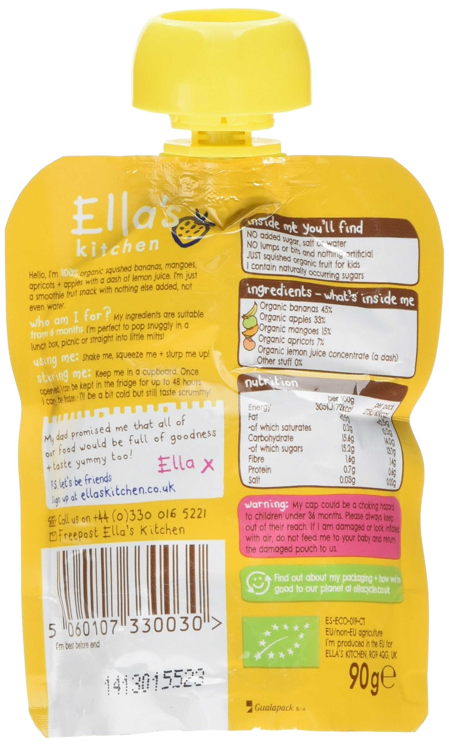 Ella's Kitchen Organic Yellow Smoothie Fruit Pouch, 90g