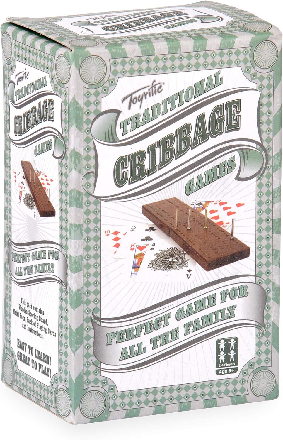 Toyrific Cribbage Board Game Set with Wooden Board, Cards & Pegs