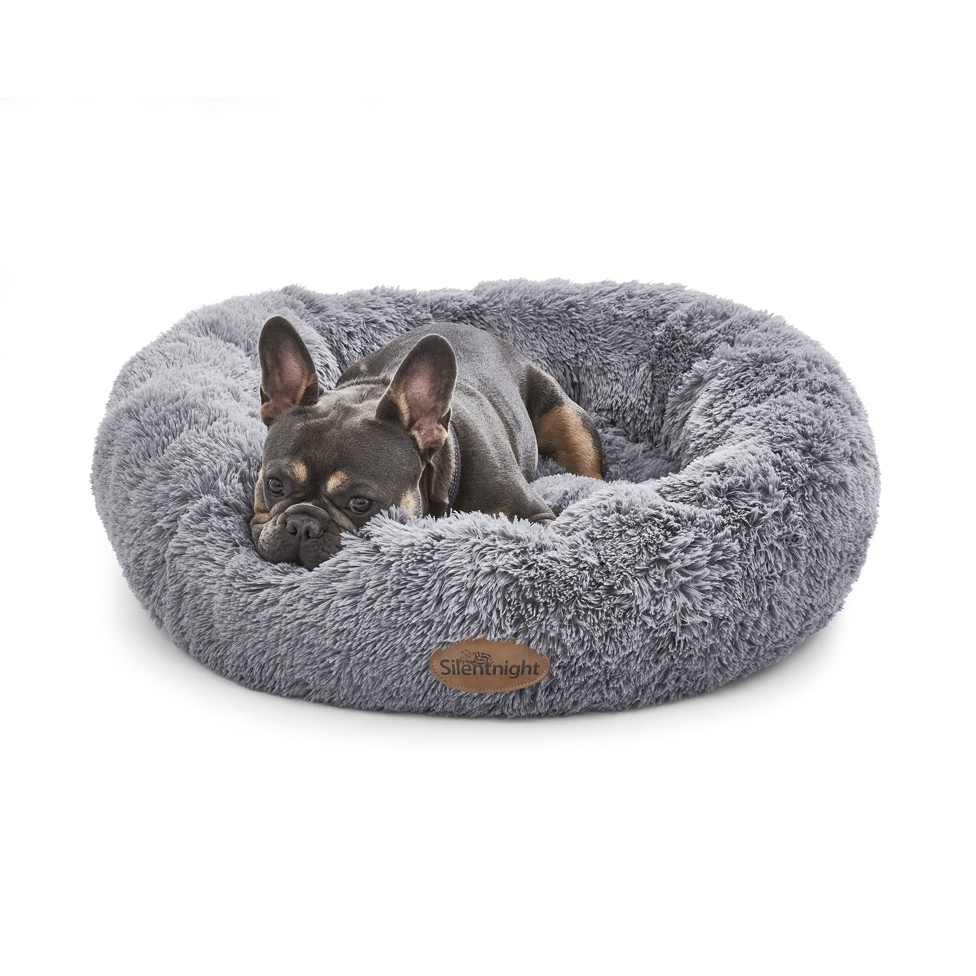 Silentnight Calming Donut Pet Bed - Large Grey | Reduces Anxiety | Machine Washable