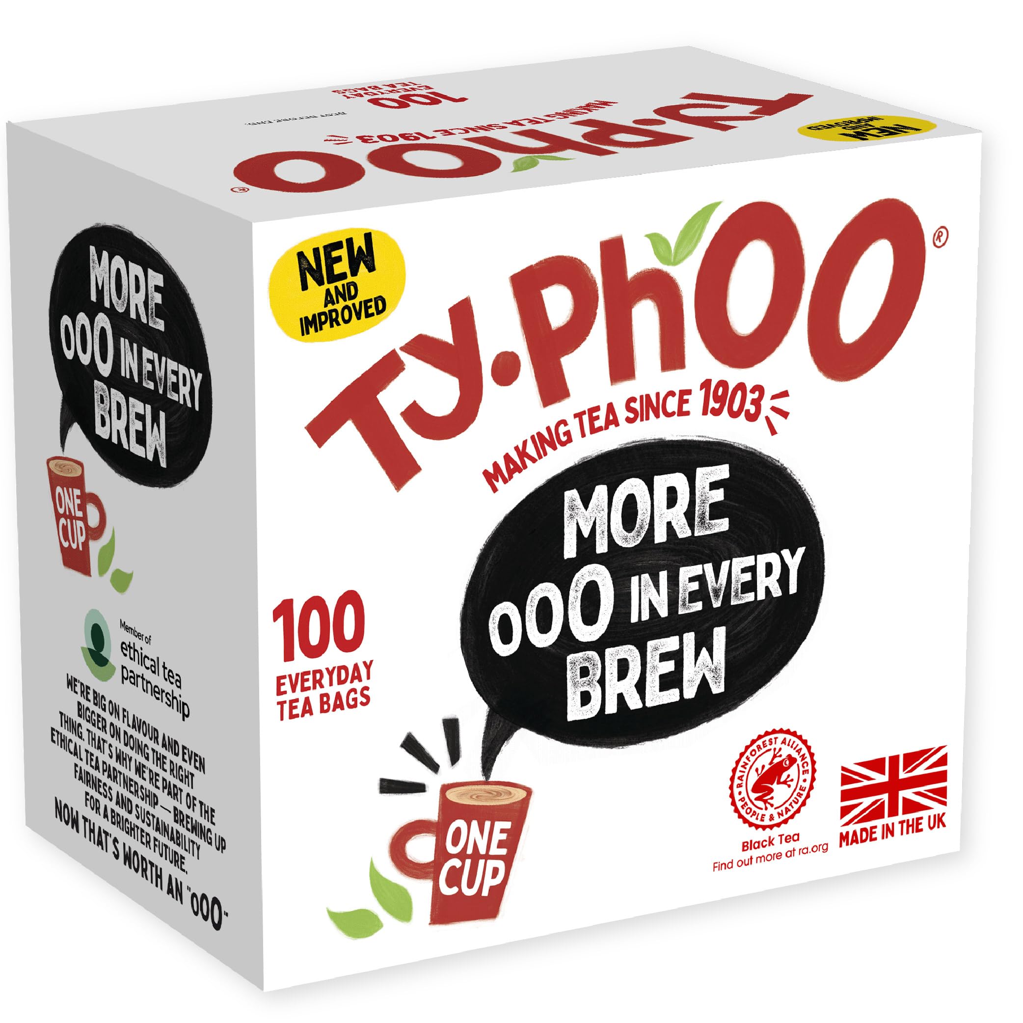 TY.PHOO Black Tea Bags - 100 Count One Cup Bags | Smooth Classic British Blend