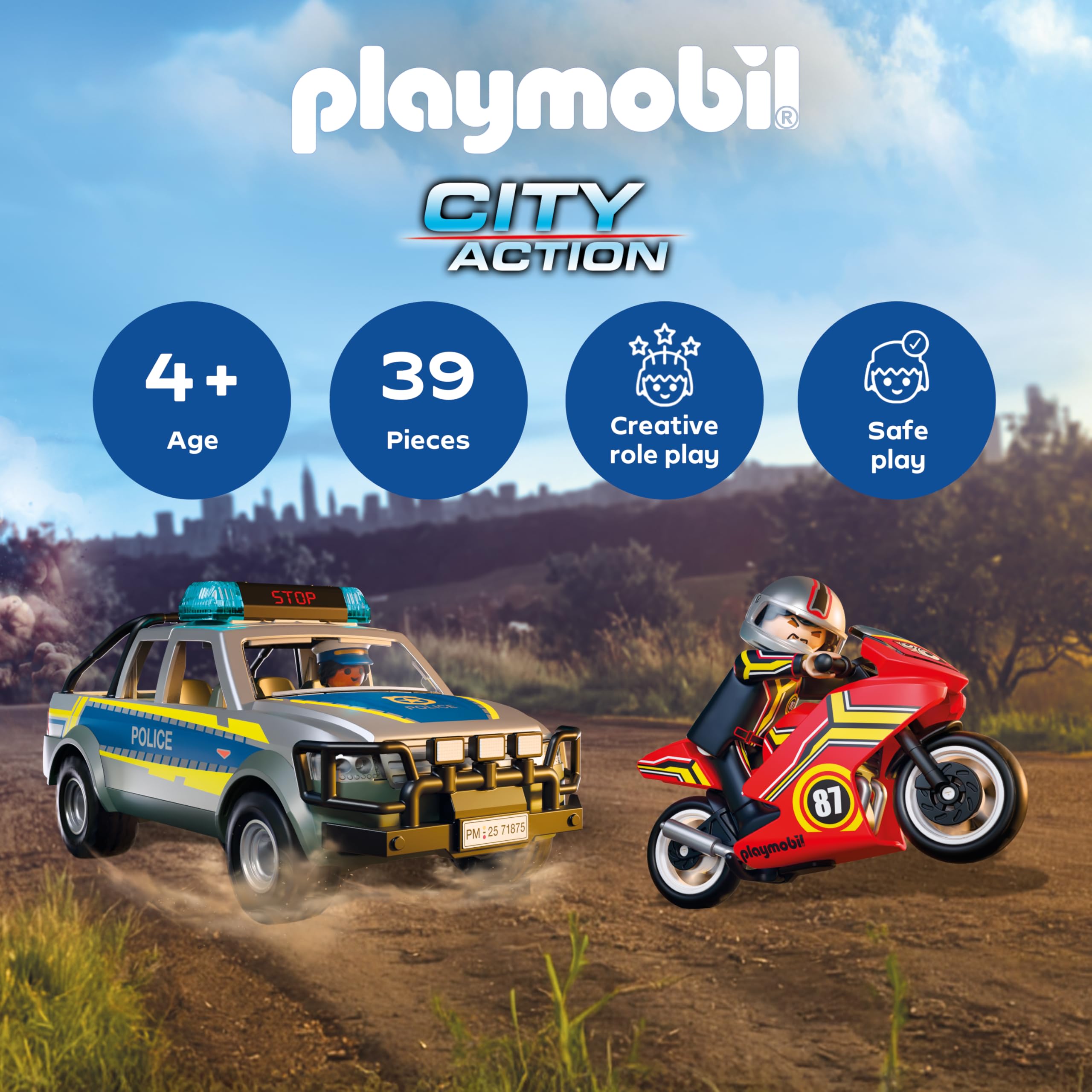 Playmobil Action Heroes Chase with Police Pick-Up | Ages 4+ | Multicolor Plastic
