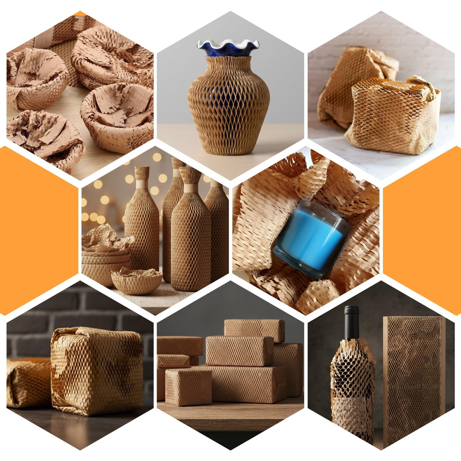 EPACKAGING Honeycomb Cushioning Wrap Roll - Eco-Friendly Kraft Paper for Gifting & Shipping | 30cm x 30m, Brown 5