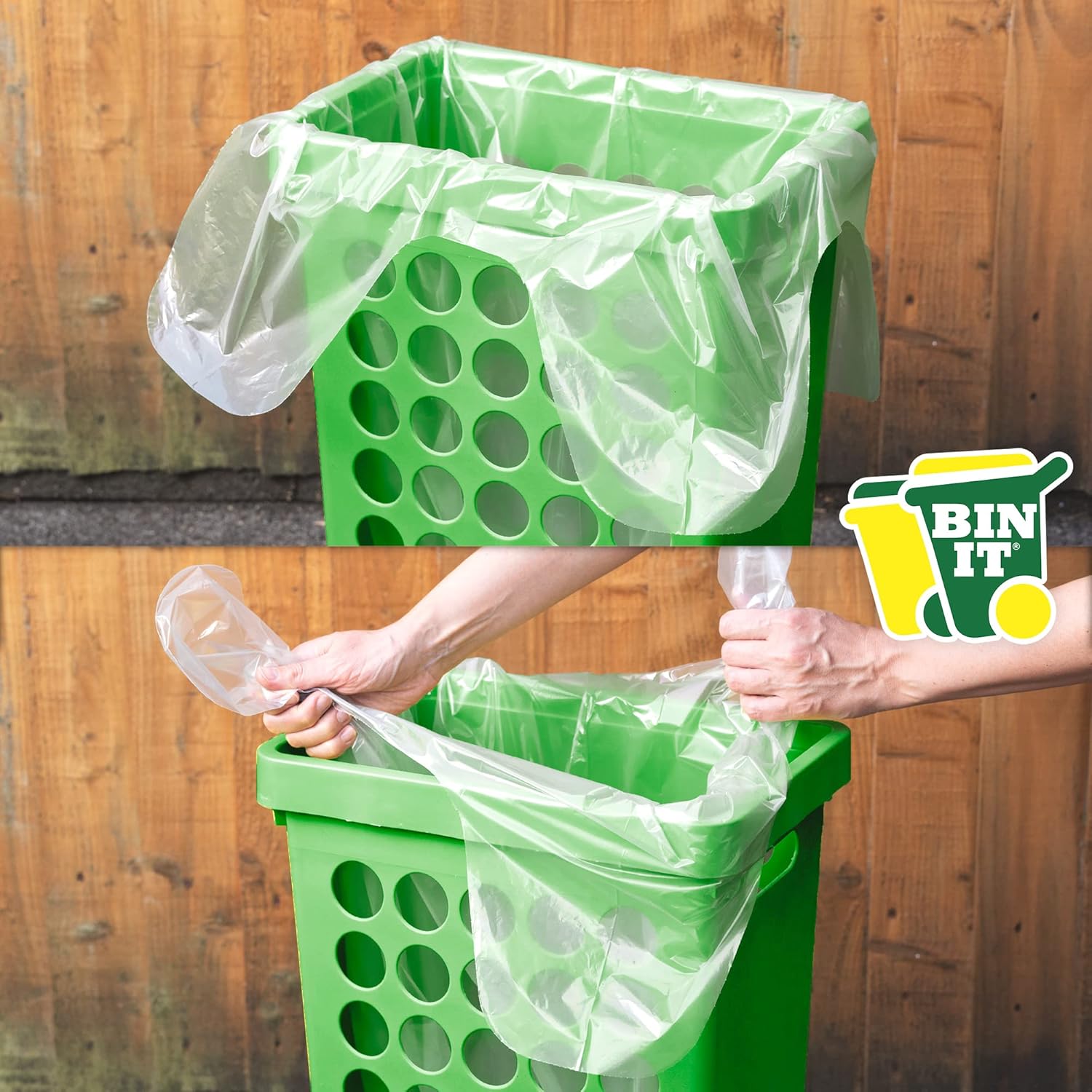 BIN IT Clear Large 70L Strong & Secure Tie Top Recycling Sacks - 100% Recycled LDPE 6