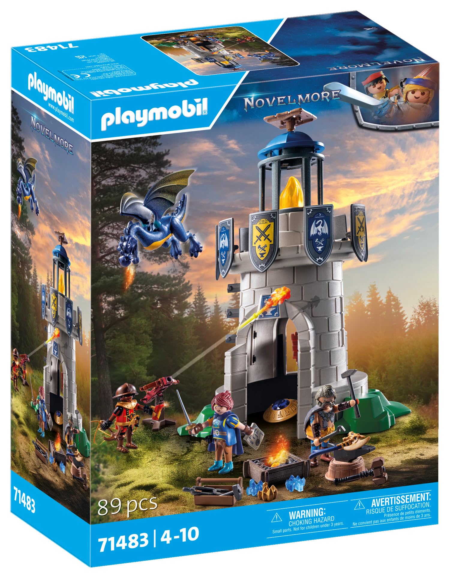 Playmobil Knight's Tower with Blacksmith and Dragon - 89-Piece Playset for Ages 4+ 5