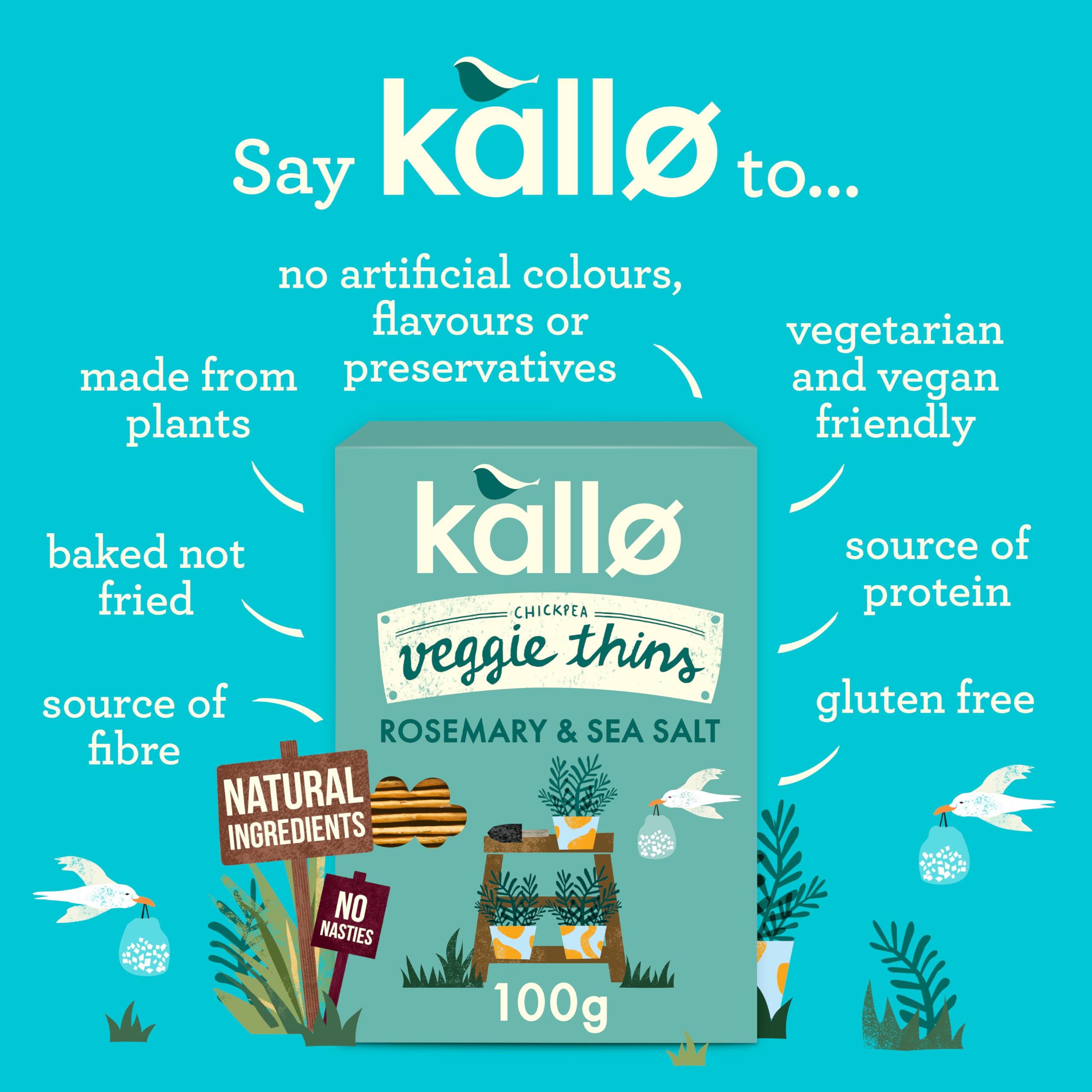 Kallo Rosmarin &amp; Meersalz Kichererbsen Veggie Thins | Glutenfreier ballaststoffreicher Snack 6