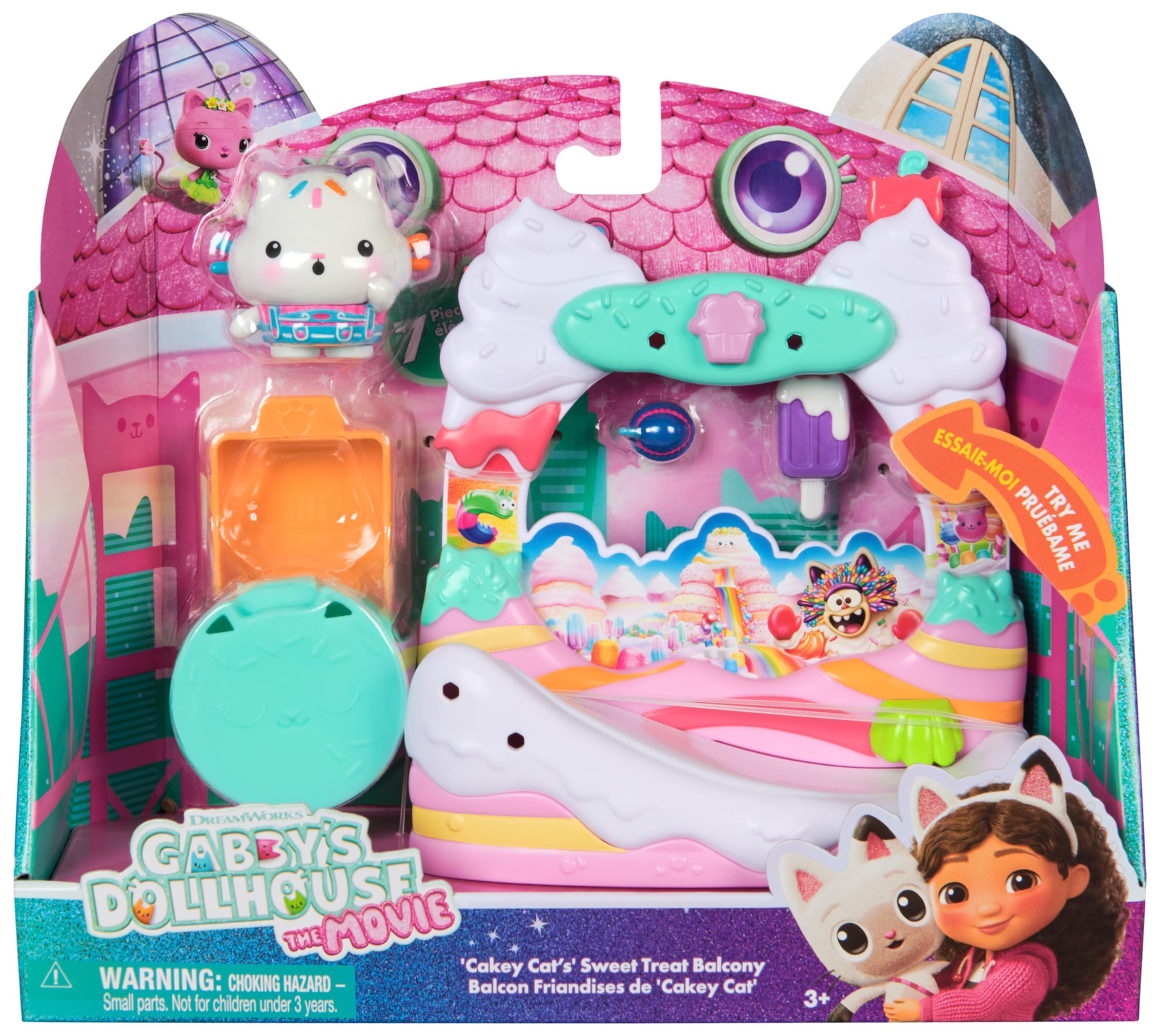 Gabby's Dollhouse: The Movie Cakey Cat's Sweet Treat Balcony Playset - 7-Piece Pretend Play Set with Movie Figure & Surprise Accessory 5