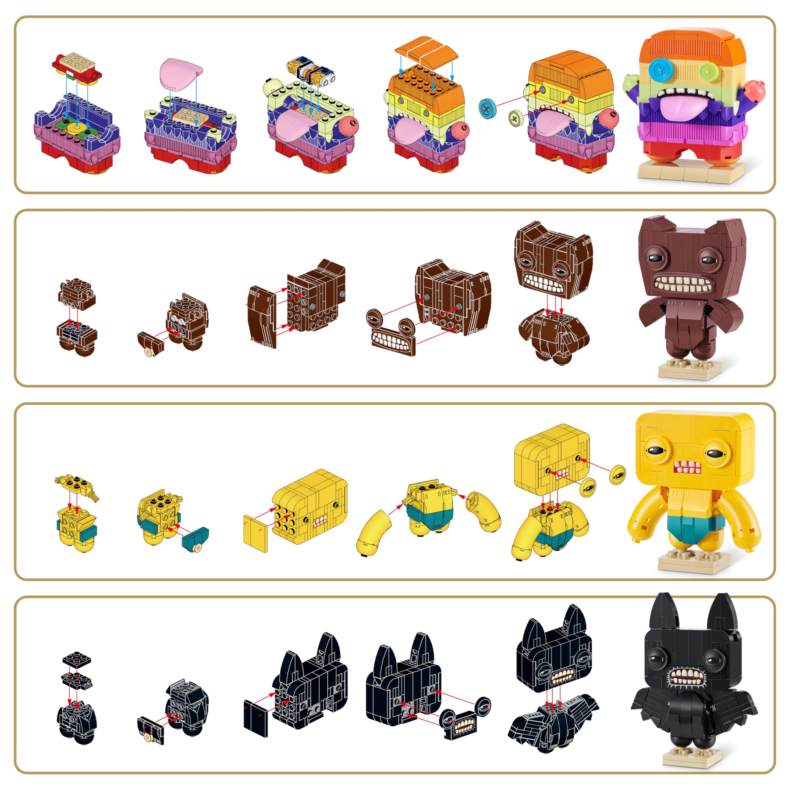 Max Build More Fuggler Collection Building Set - 4 Pack, Compatible with Leading Brands | Multicolor Plastic
