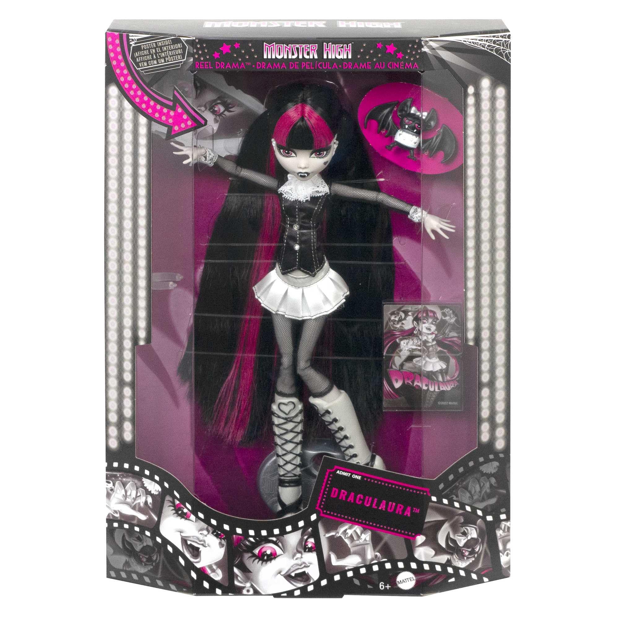 Monster High Draculaura Doll - Reel Drama Horror Flick Theme, Black & White Vampire Style 5