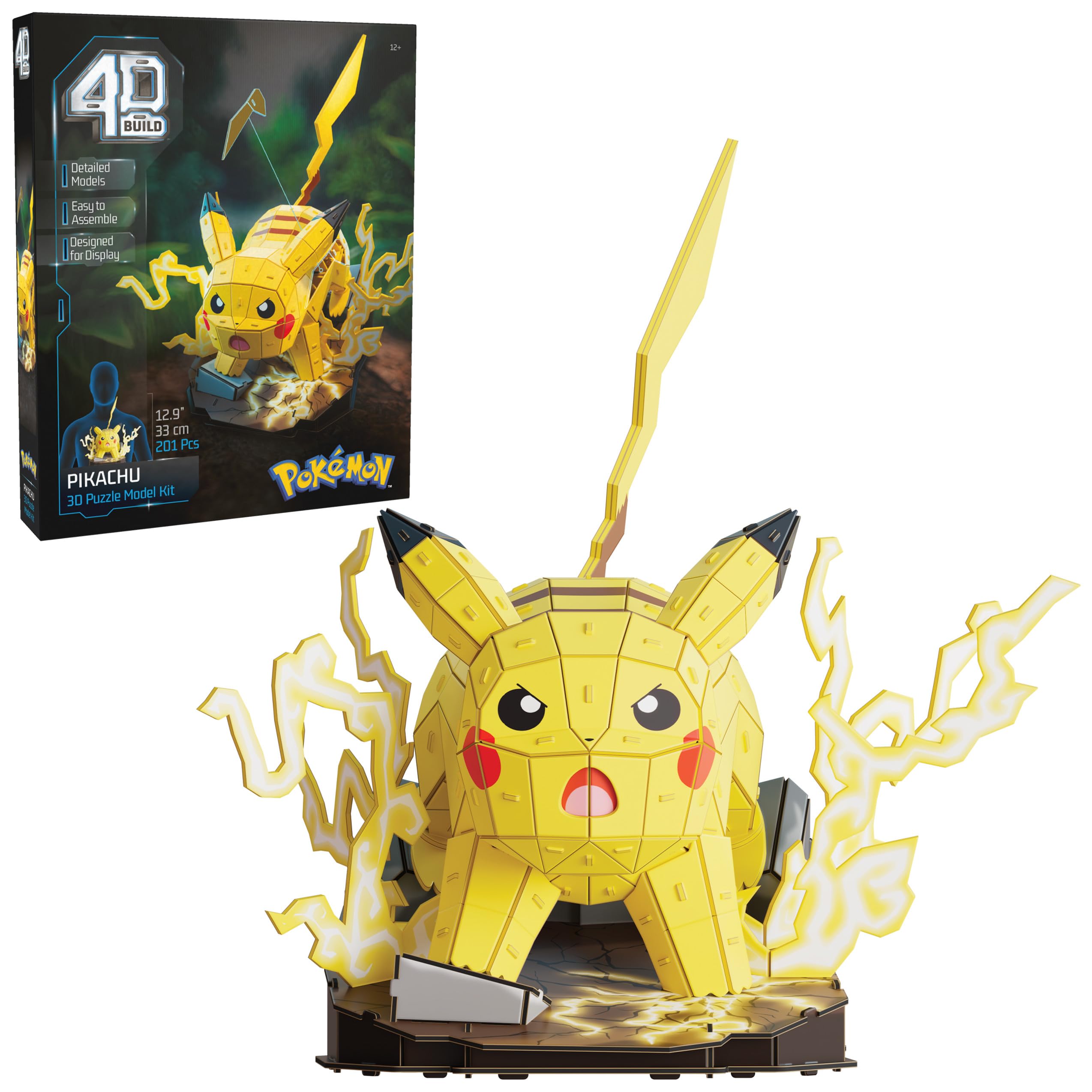4D Build Pokémon Pikachu 3D Model Kit - 201-Piece Building Puzzle for Ages 12+