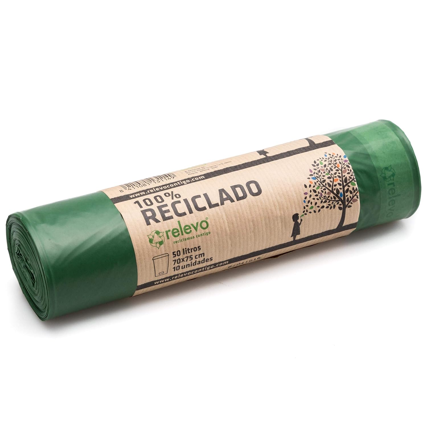 Relevo Heavy Duty 100% Recycled Bin Liners - 50L, 10 Bags