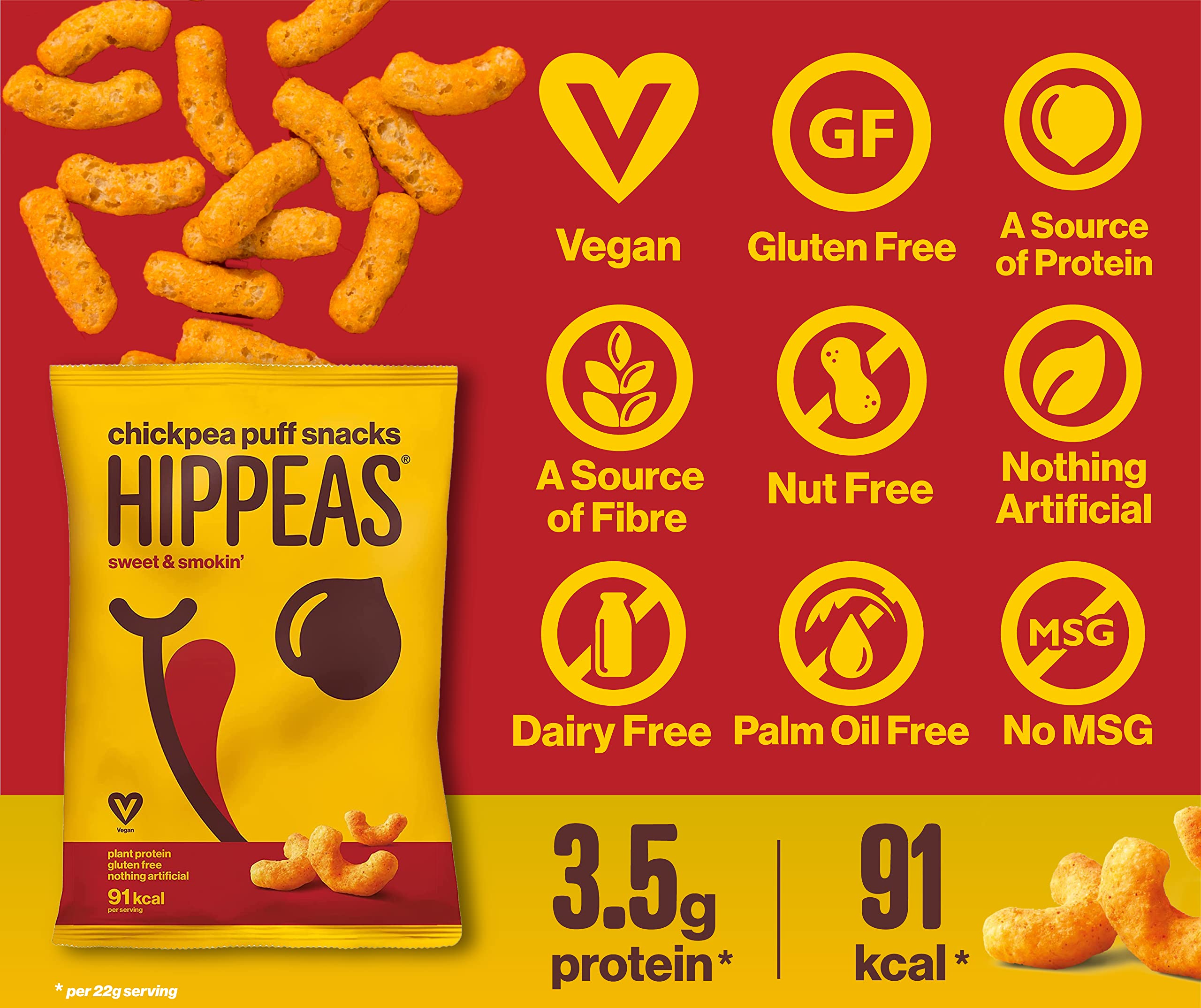 Hippeas Smoky Paprika Chickpea Puff Vegan Multipack Crisps | 24 x 22g Snack 4