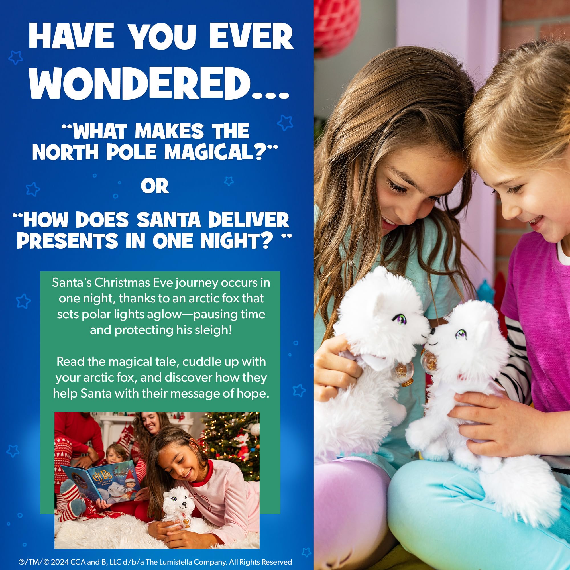 EPFOX Elf Pets Arctic Fox - Plush Stuffed Animal with Storybook & Snow Globe Charm 3