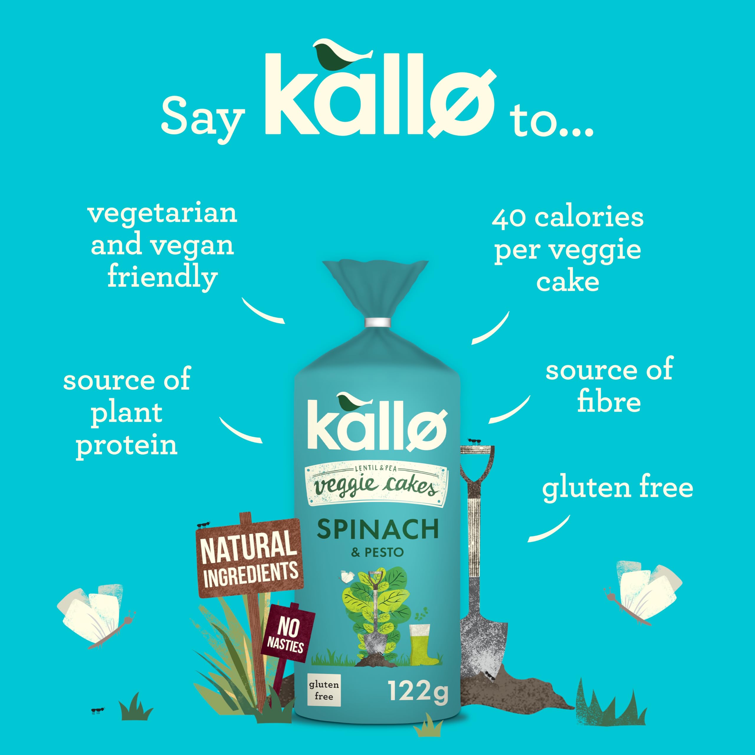 Kallo Spinach & Pesto Veggie Cakes, Lentil & Pea Puffed Crackers Made From Plant 7