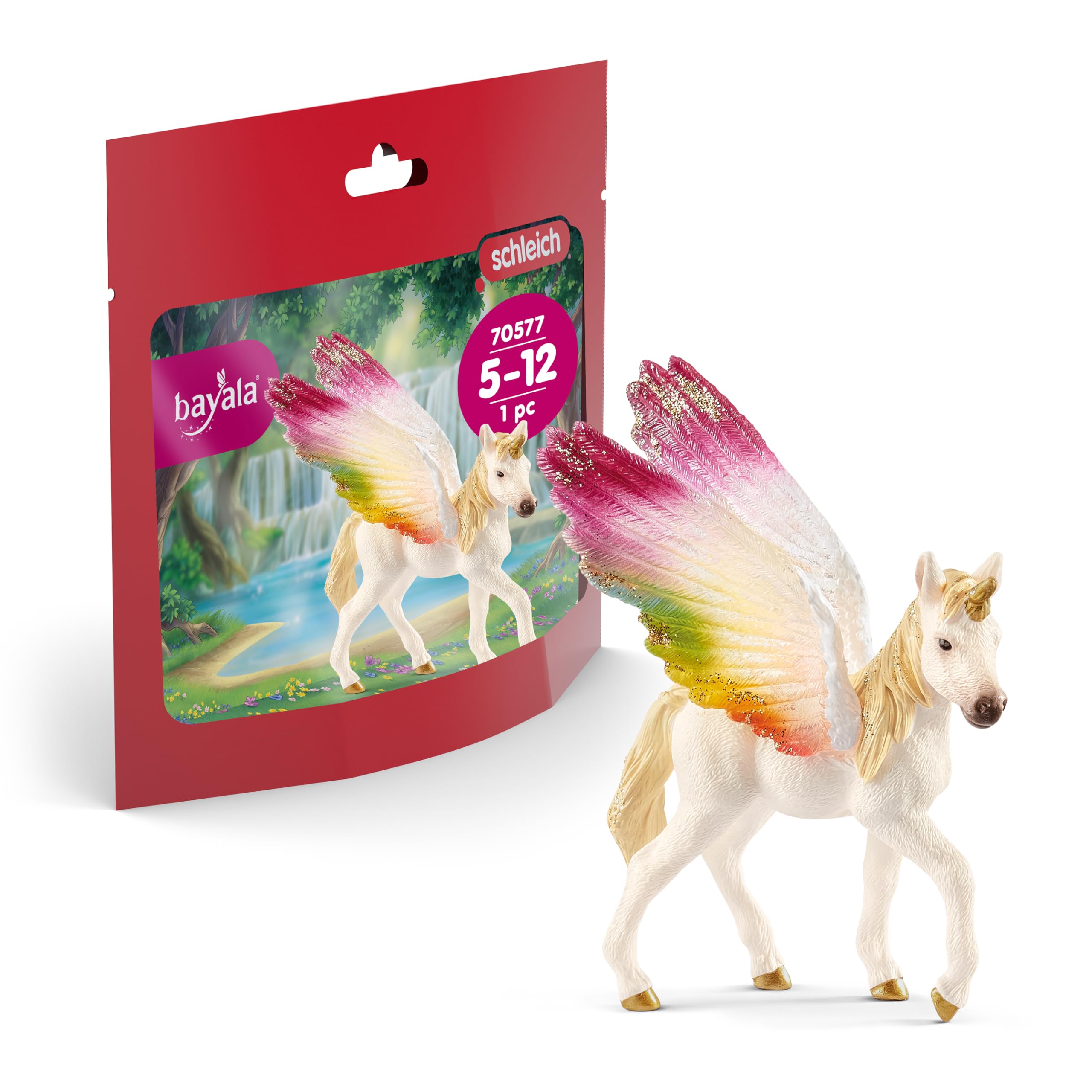 Schleich 70577 Winged Rainbow Unicorn Foal - Fantasy Toy Figurine | Ages 5-12
