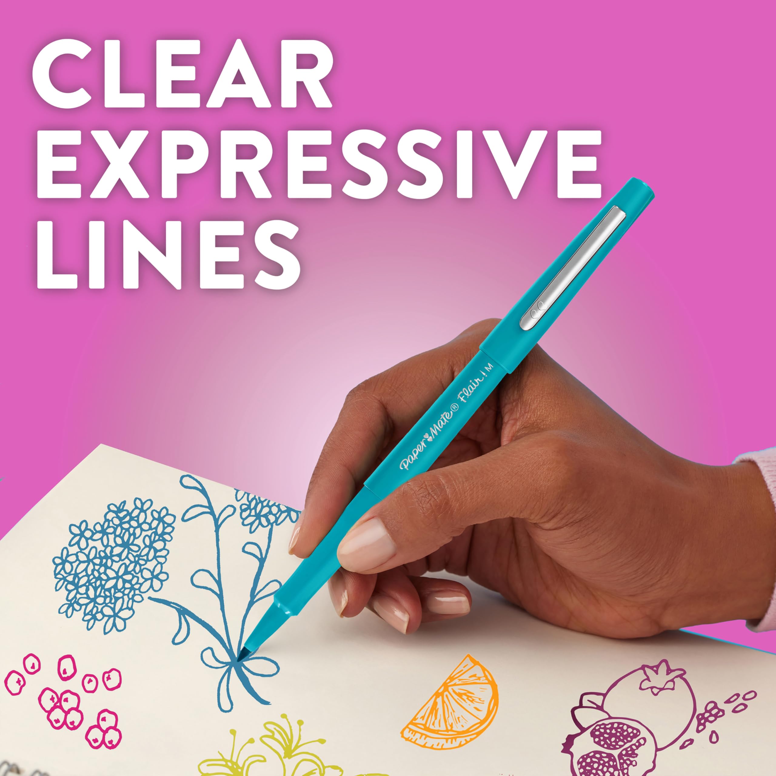 Paper Mate Flair Felt Tip Pens | Medium Point 0.7 mm | Assorted Colors | No-Bleed Ink 6