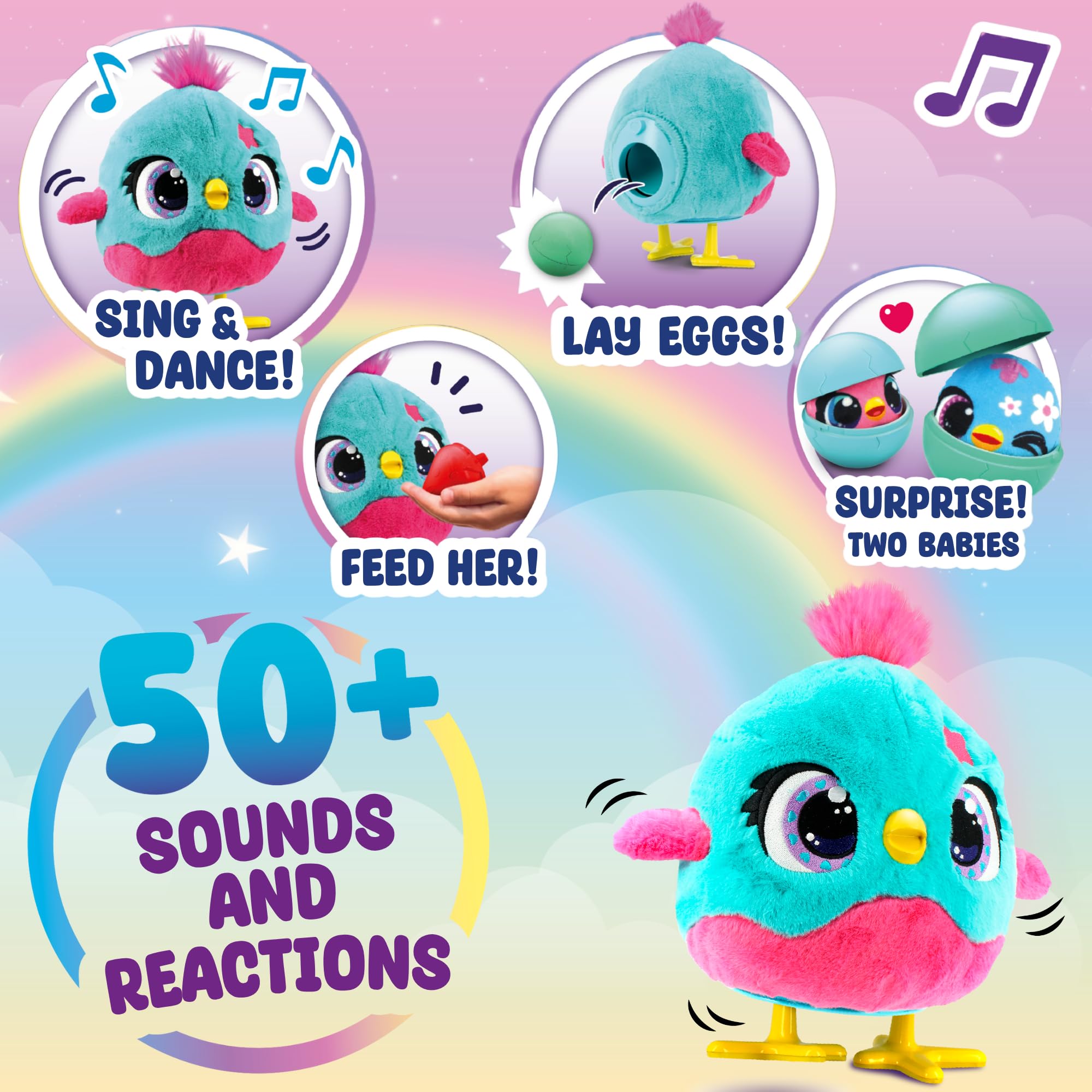 Chick-A-Boo Interactive Electronic Chicken Toy - Singing, Dancing & Egg-Laying Plush - Funtasy Family 8