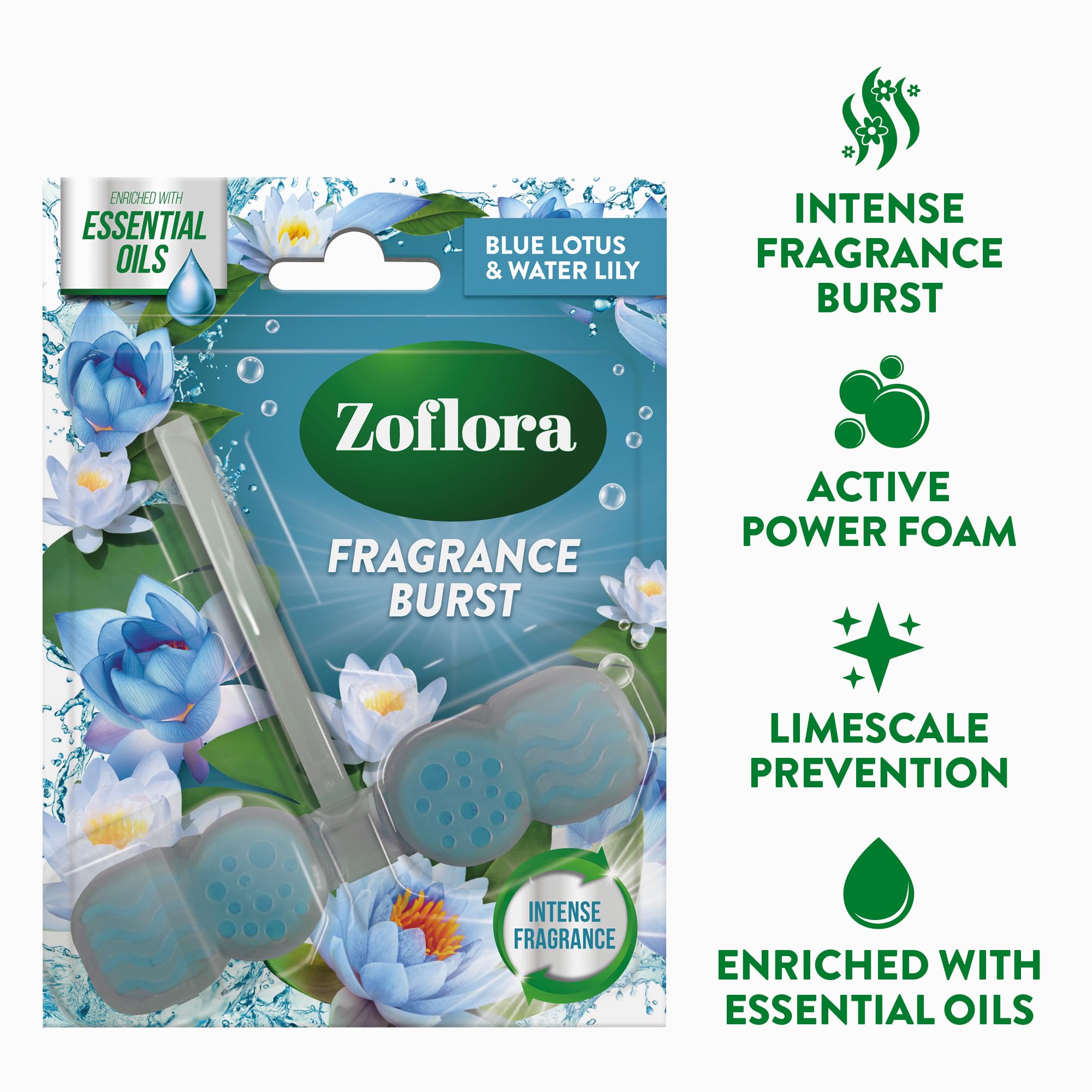 Zoflora - Blue Lotus & Water Lily Toilet Rim Block, 48g 4