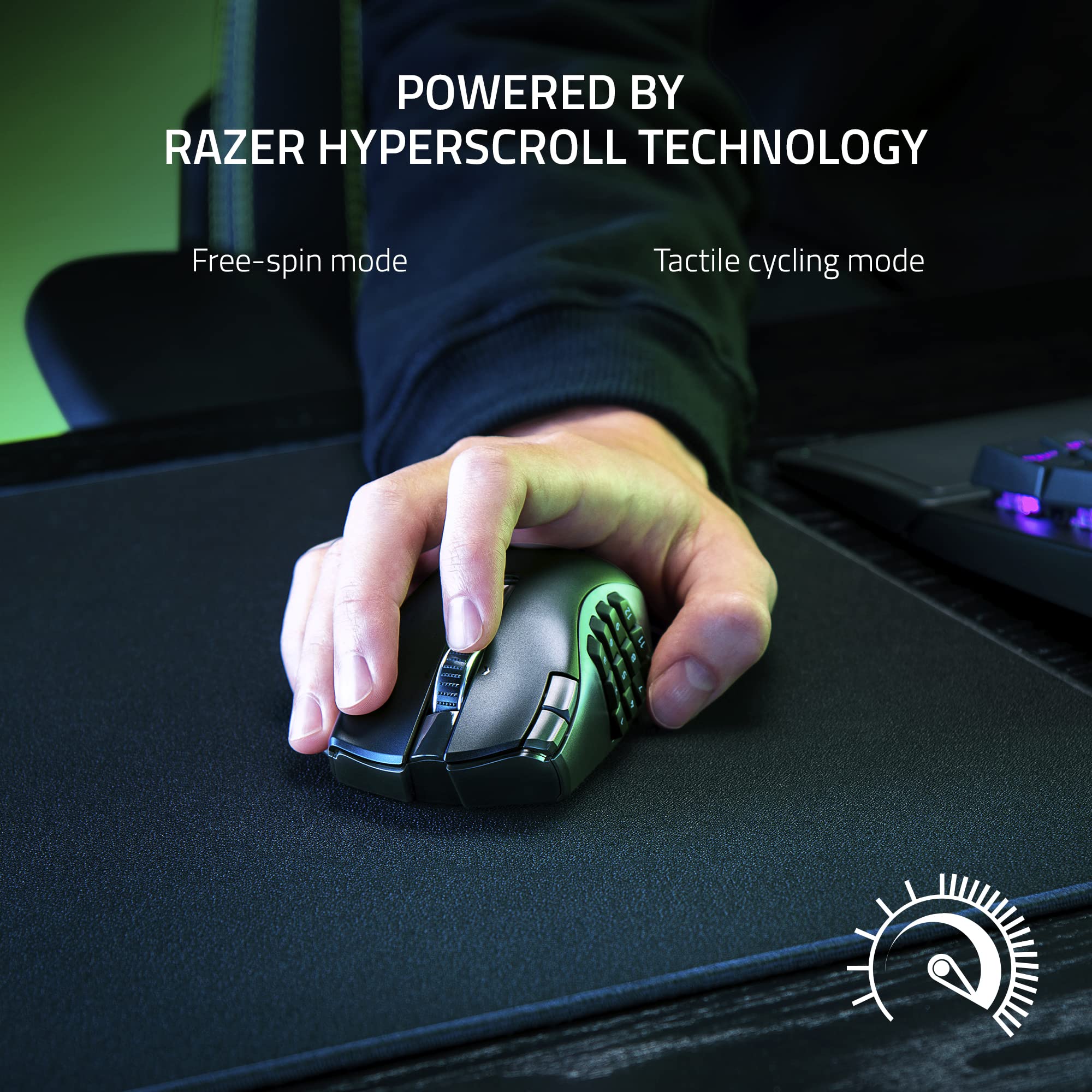 Razer Naga V2 HyperSpeed - Wireless MMO Gaming Mouse with 19 Programmable Buttons, Black 6