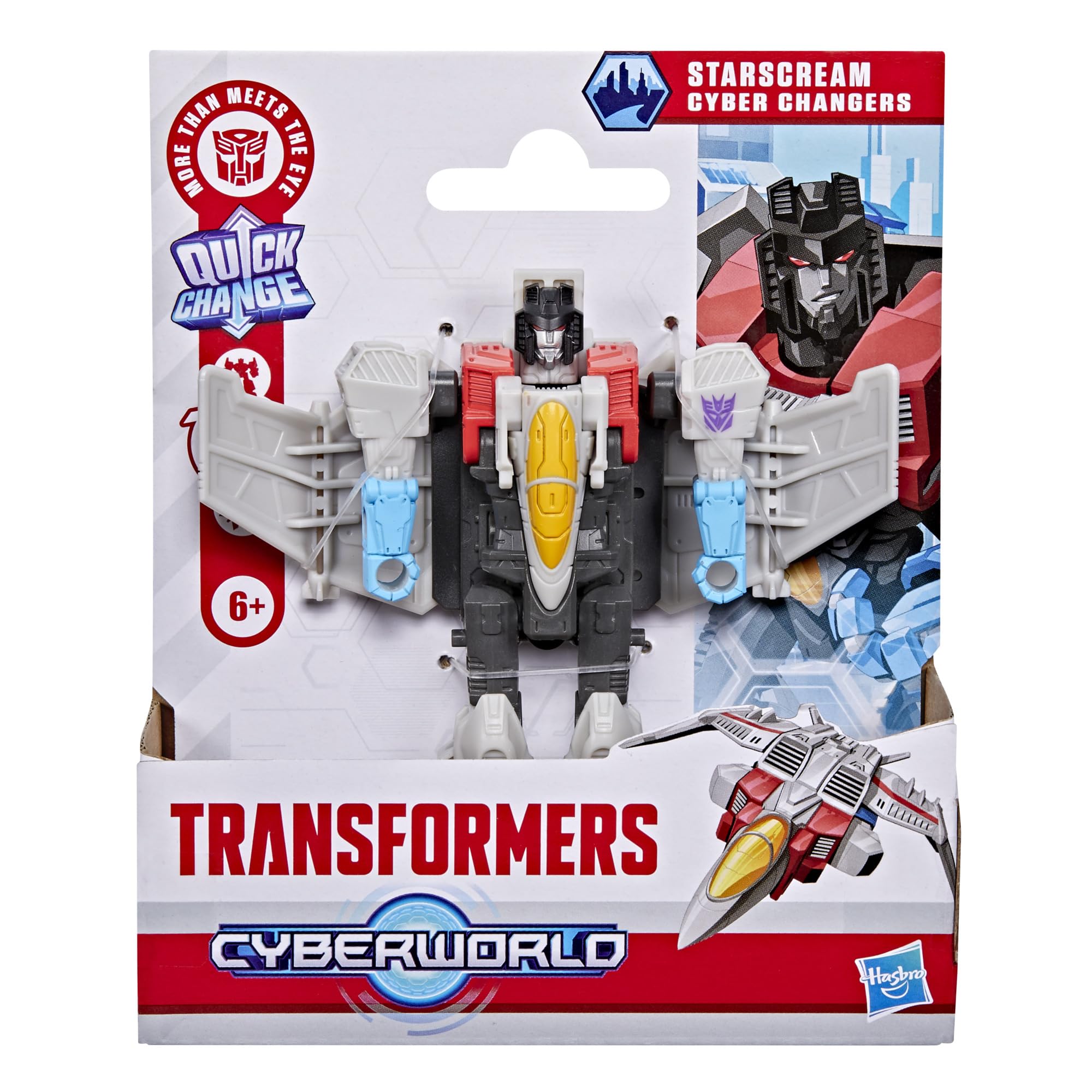 Transformers CYBERWORLD Cyber Changers Starscream Action Figure | 10 cm Robot | 4-Step Conversion