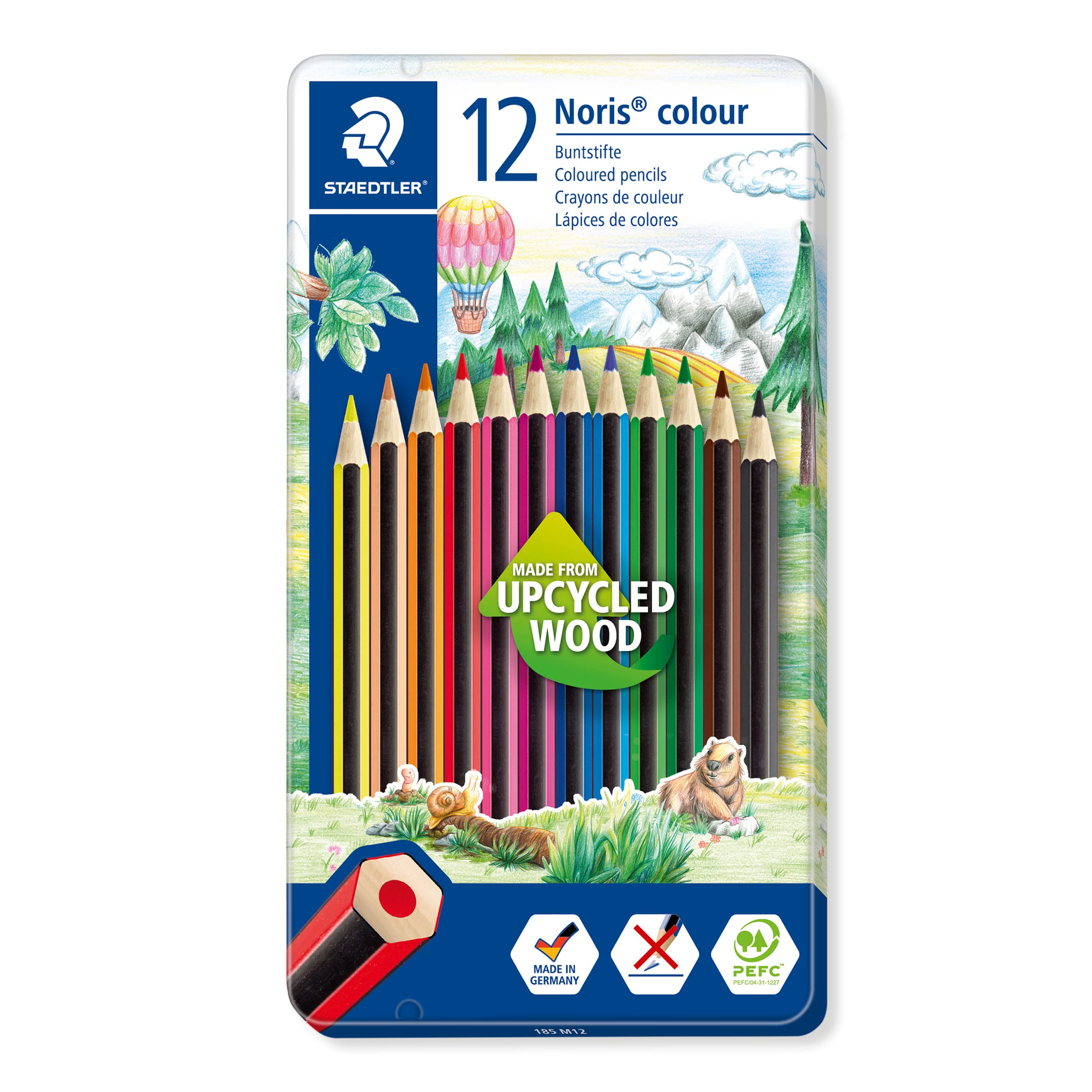 STAEDTLER 185 M12 Noris Colour Colouring Pencils - 12 Assorted Colours (Tin 1