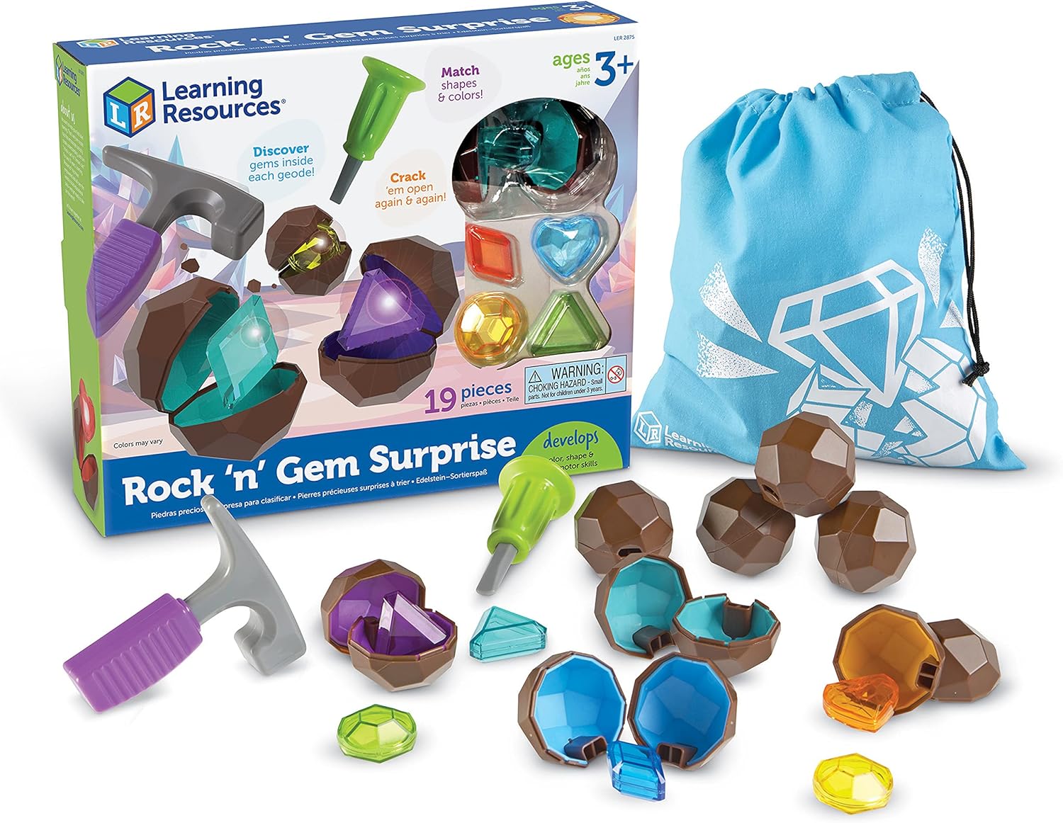 Learning Resources Rock 'n' Gem Surprise - Educational Playset for Sorting, Matching & Counting (Ages 3+)