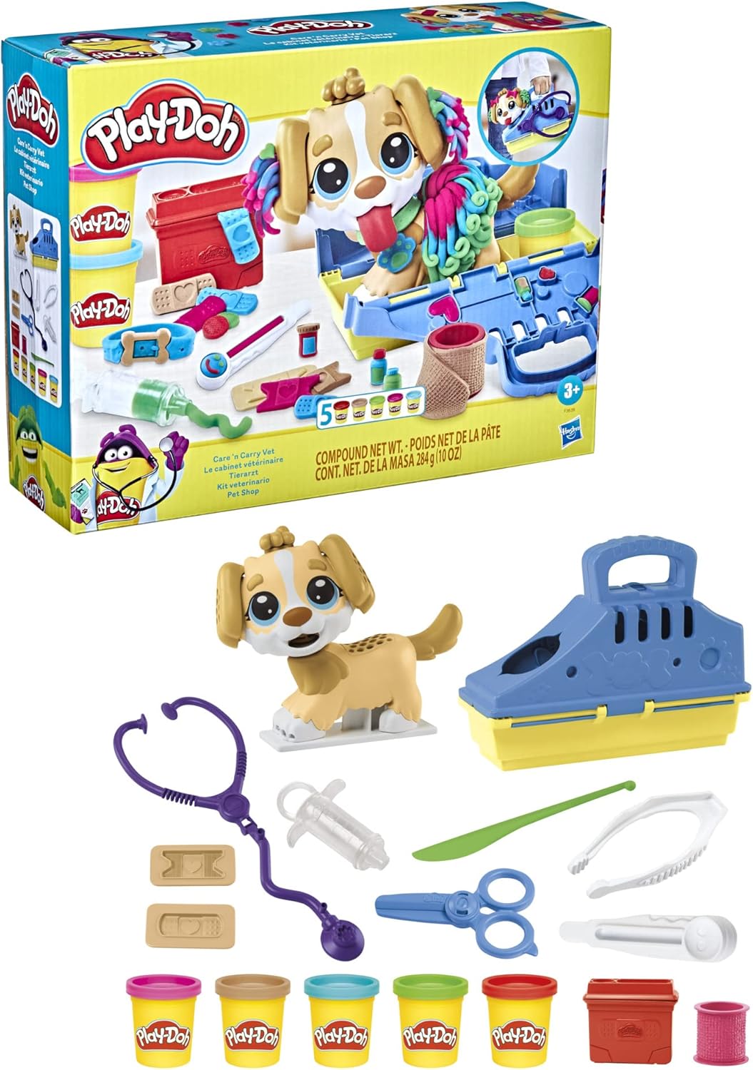Play-Doh Care 'n Carry Vet Playset - Pretend Play Veterinarian Kit for Kids 3+ 4
