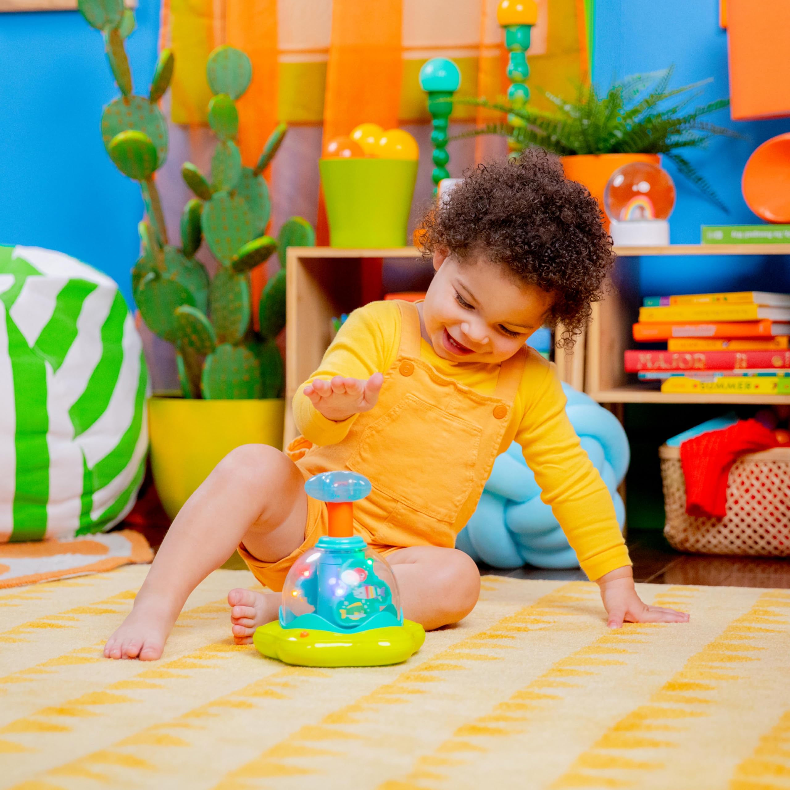 Bright Starts Press & Glow Spinner - Light-Up Musical Activity Toy for 6+ Months 6