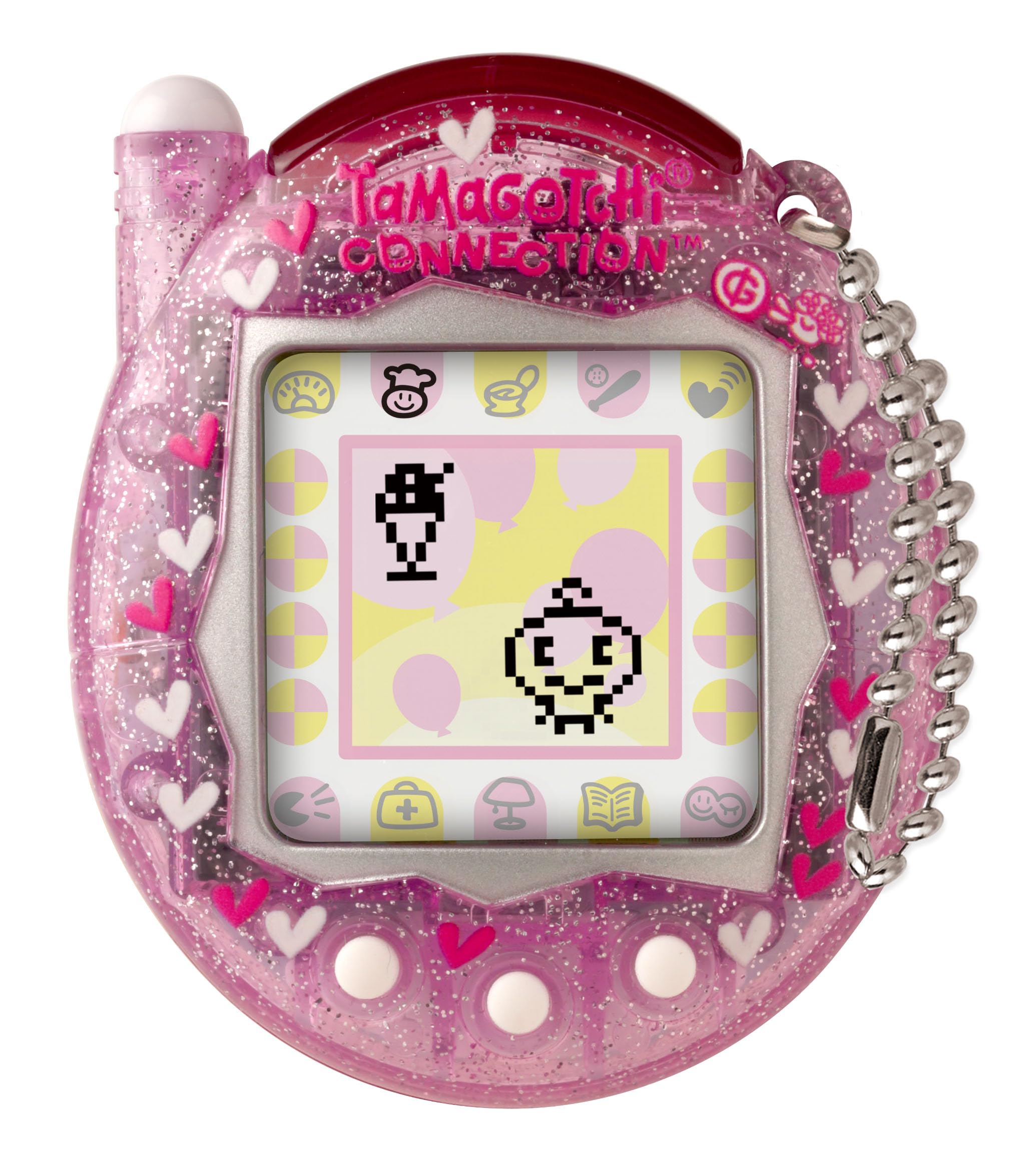 Tamagotchi Connection Digital Pet - Pink Glitter Shell with Infrared Connection & 6 Mini Games