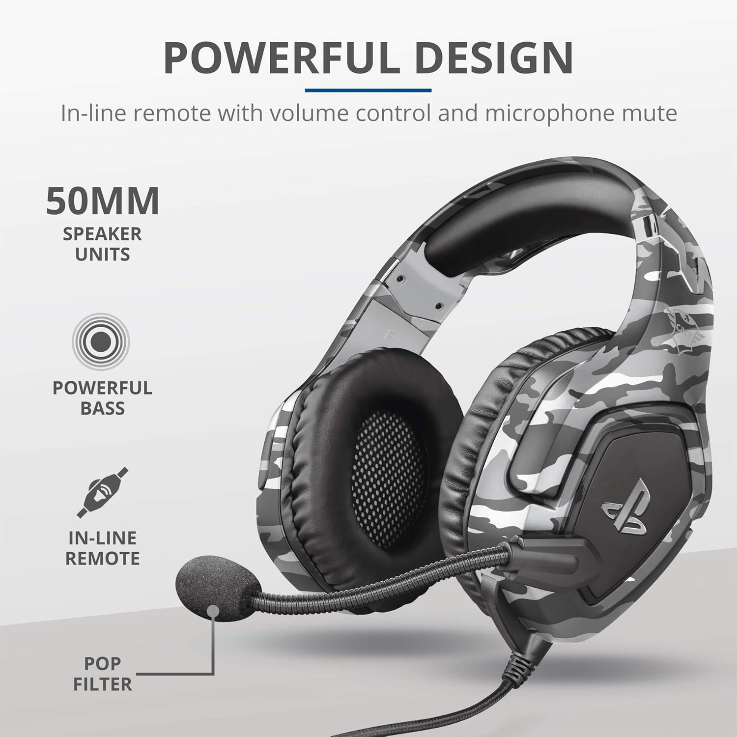 Trust GXT 488 Forze-G Gaming Headset for PS4 and PS5 – Officially Licensed with 50mm Drivers, Foldable Mic, Inline Remote, Grey 6