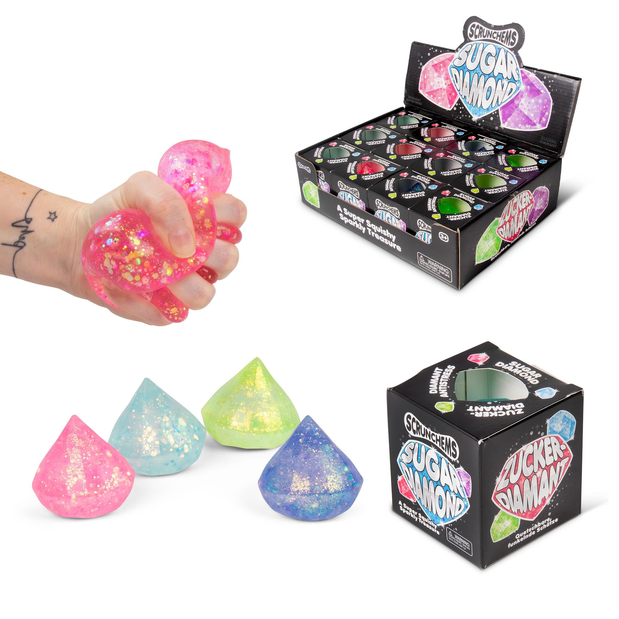 SCRUNCHEMS Sugar Diamond Squeeze Toy - Stress Relief | Hypoallergenic | Ages 3+