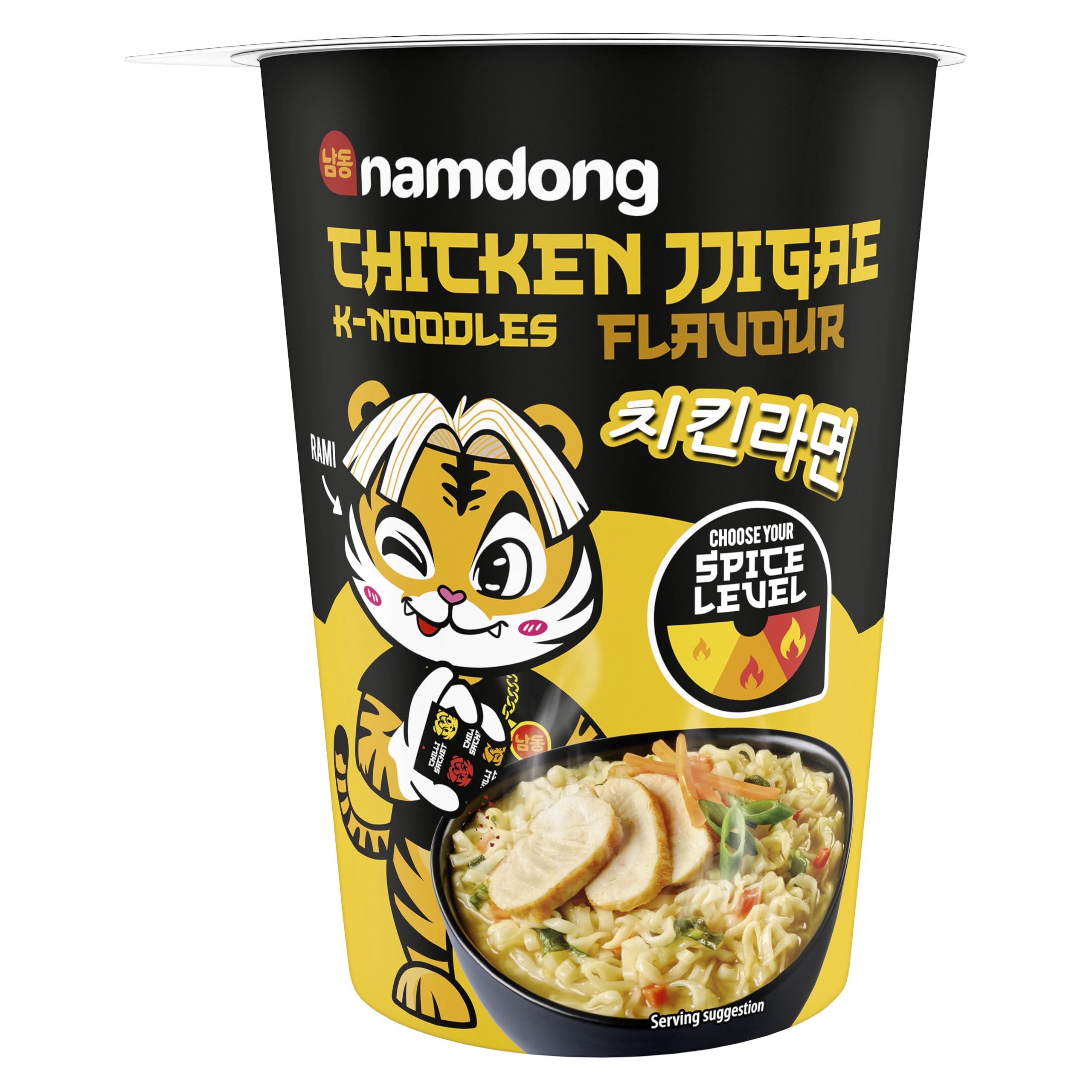 Namdong Chicken Jjigae Noodle Pot - Korean Style Instant Noodles with Adjustable Spice, 84g