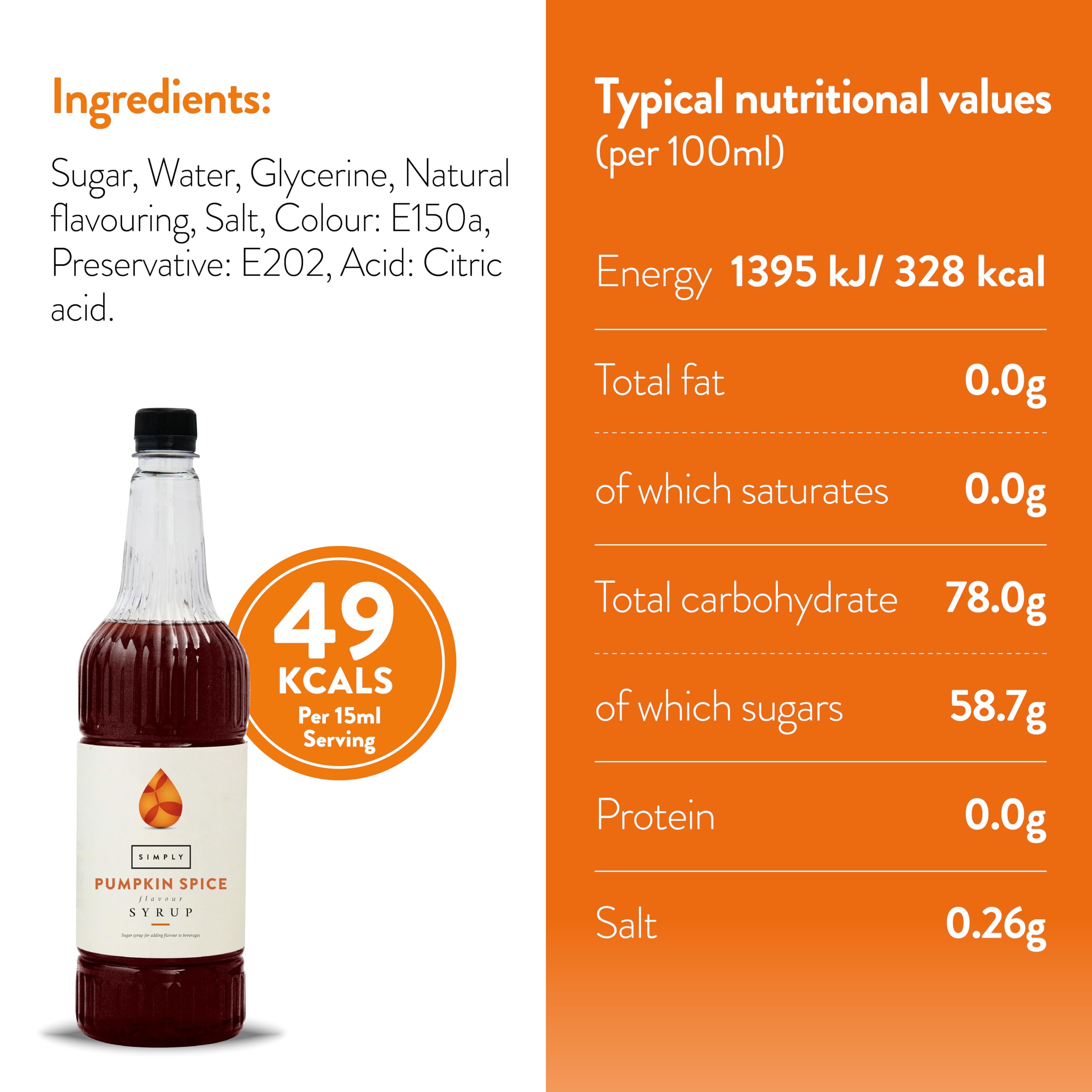 Simply Pumpkin Spice Syrup - Vegan & Nut Free Flavoured Syrup for Coffee, Cocktails, Baking 1L 5