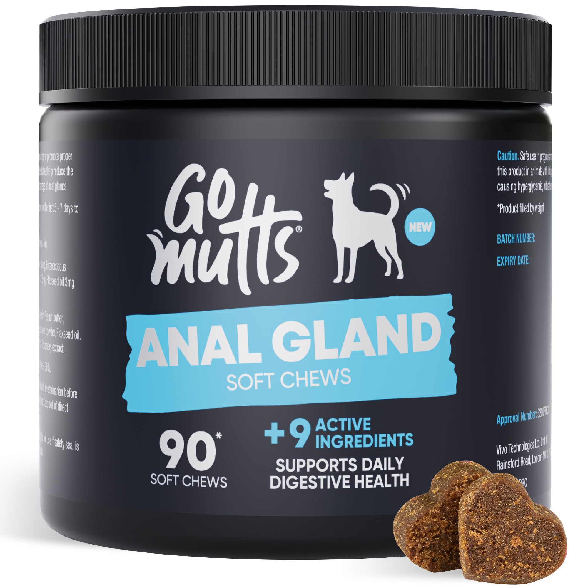 Go Mutts Anal Gland Treatment for Dogs - 90 Soft Chews for Digestive Health