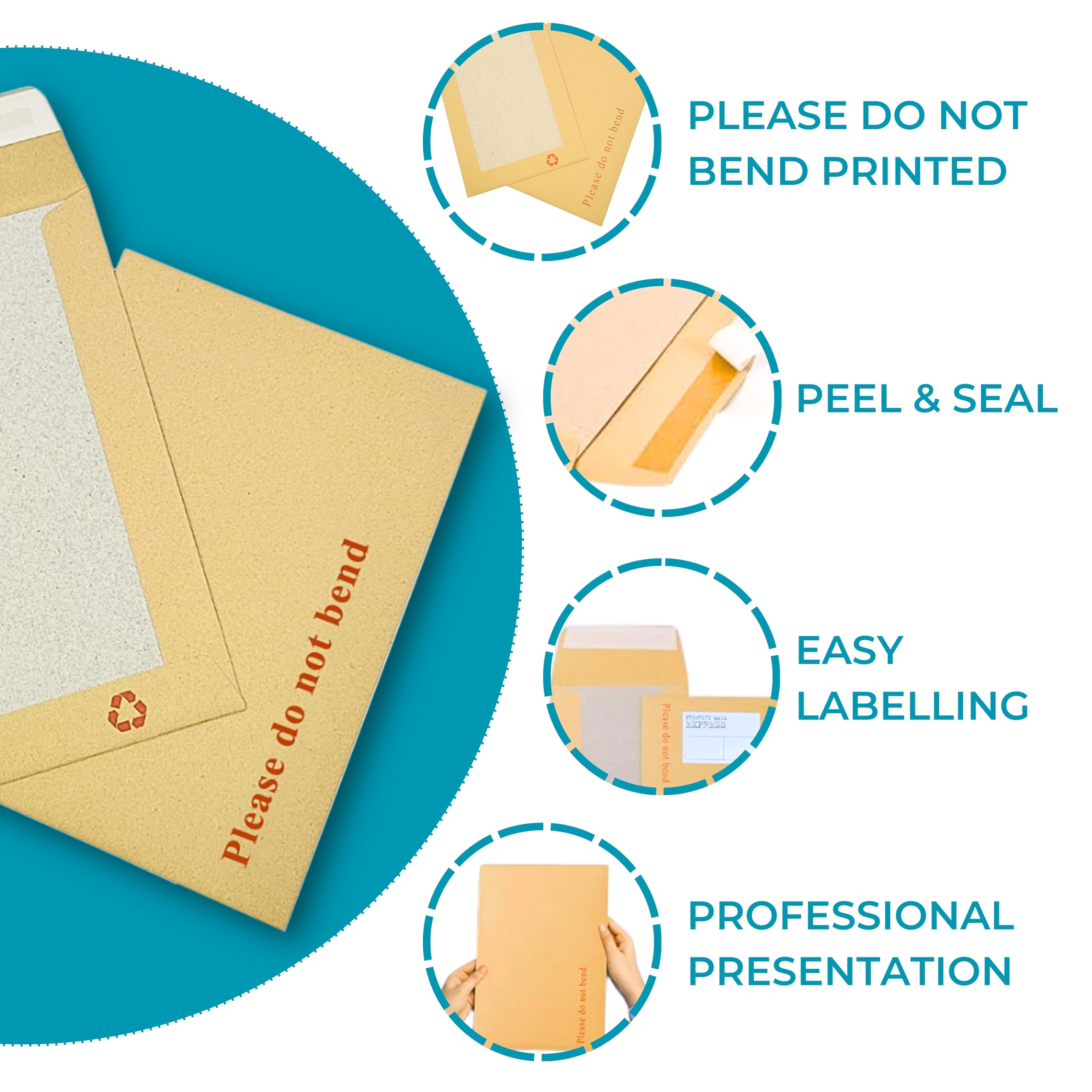 Double Dragon A4 C4 Hard Board Backed Envelopes - 20 Pack | 324mm x 229mm | Self-Seal