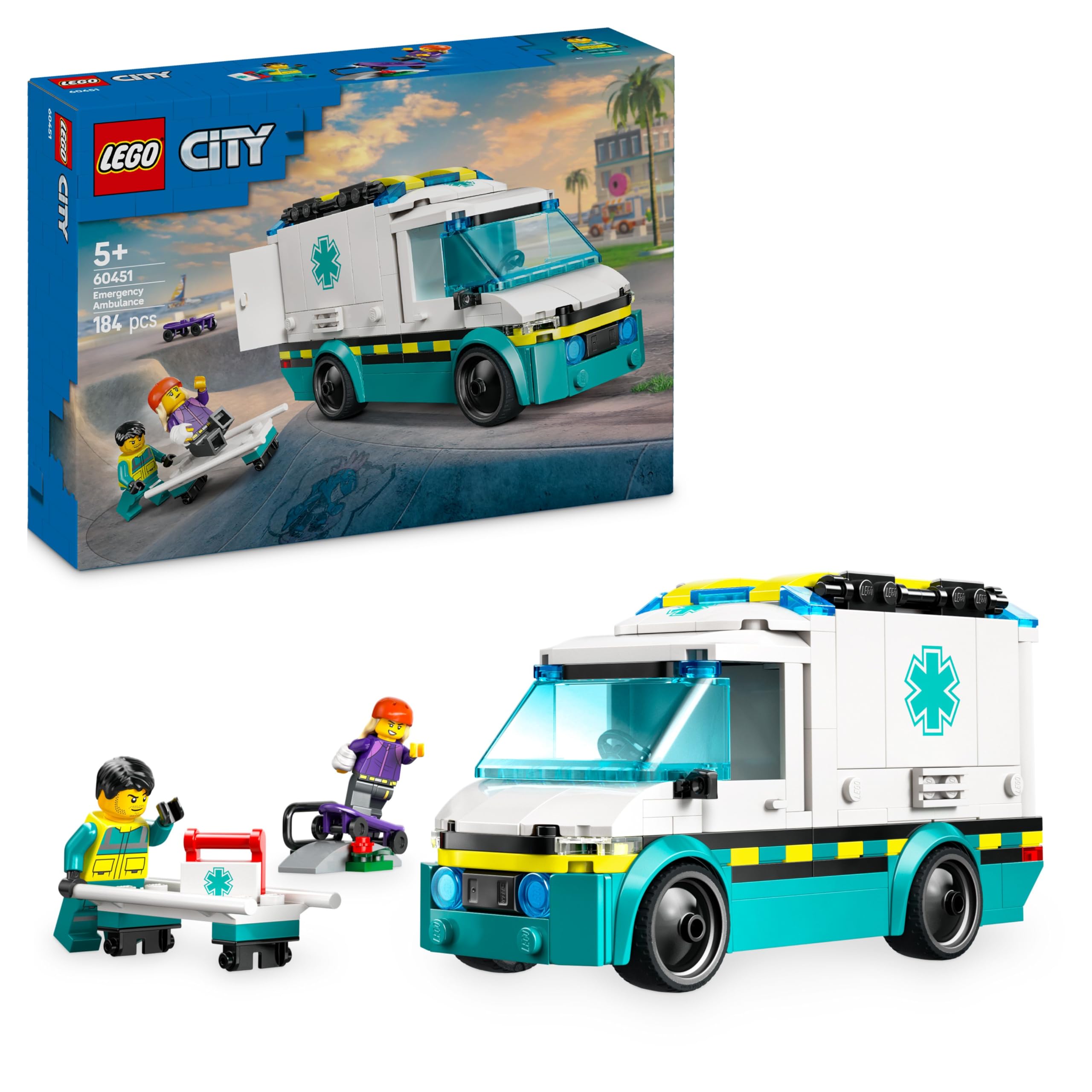 LEGO City Emergency Ambulance 60451 Building Set | Ages 5+ | Includes 2 Minifigures