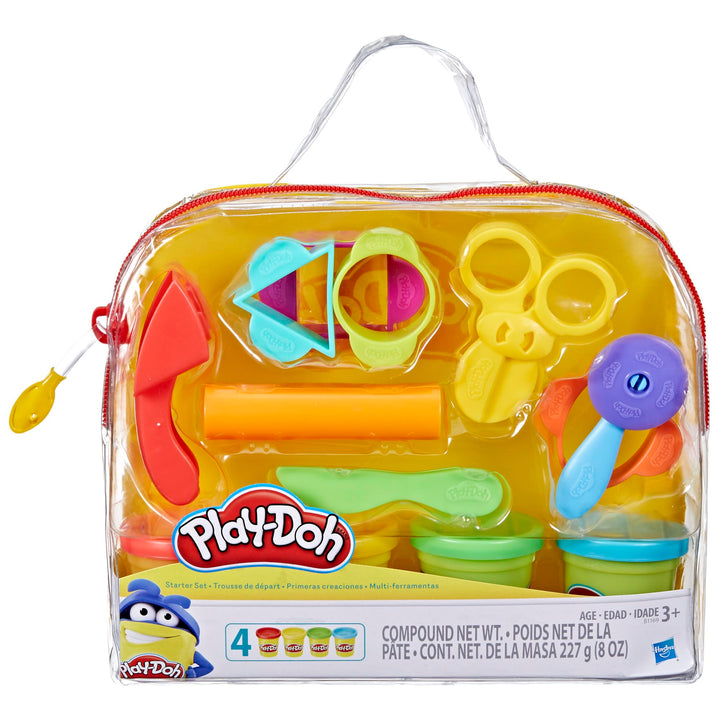 Play-Doh Starter Set - 9 Tools, 4 Colors, Reusable Travel Bag for Kids 3+