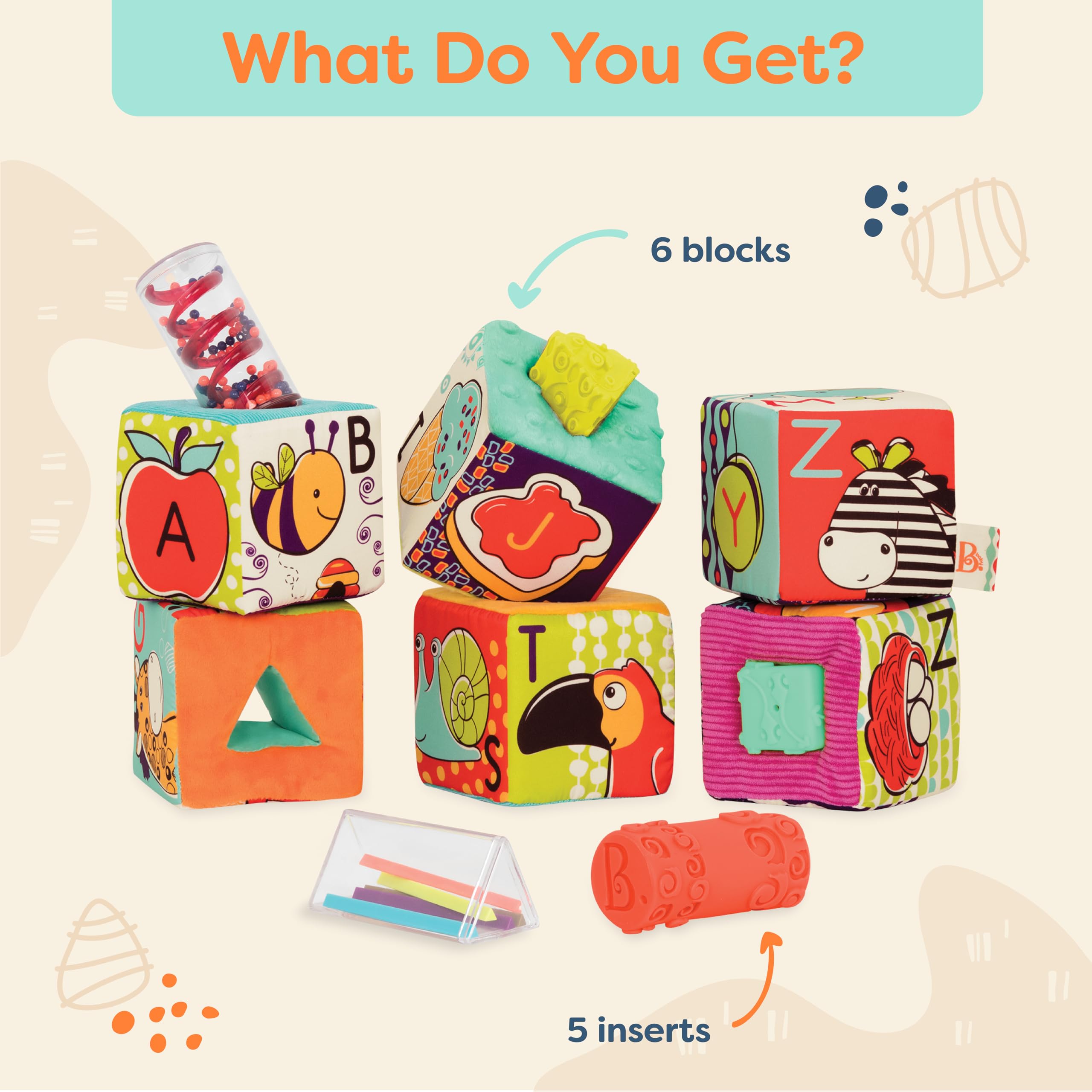 B. Toys ABC Block Party - Soft Fabric Building Blocks for Toddlers 6 Months+ 15