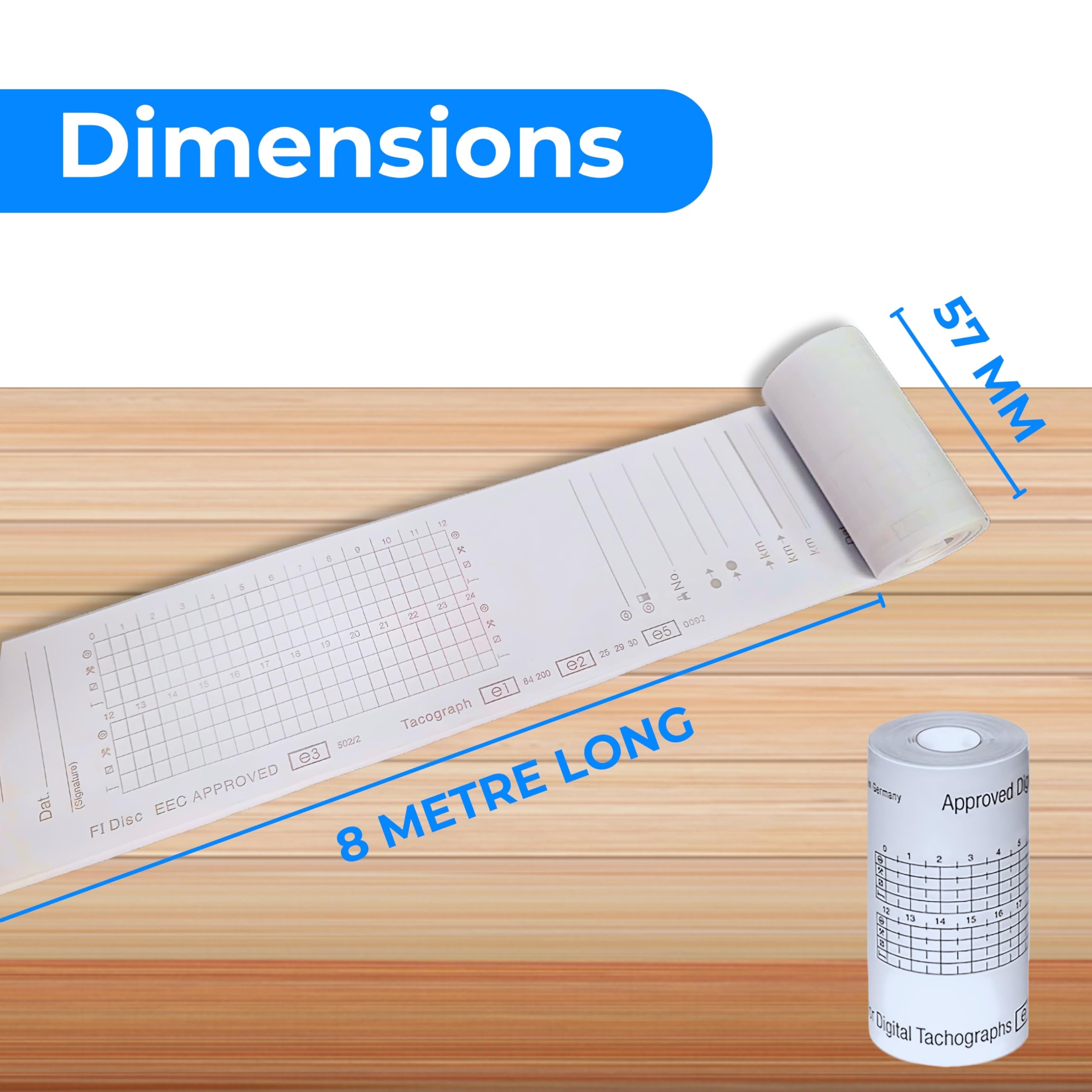 Double Dragon HGV Digital Tachograph Rolls - 57mm x 8m, 8mm Centre, EU Approved | 3 Rolls 3